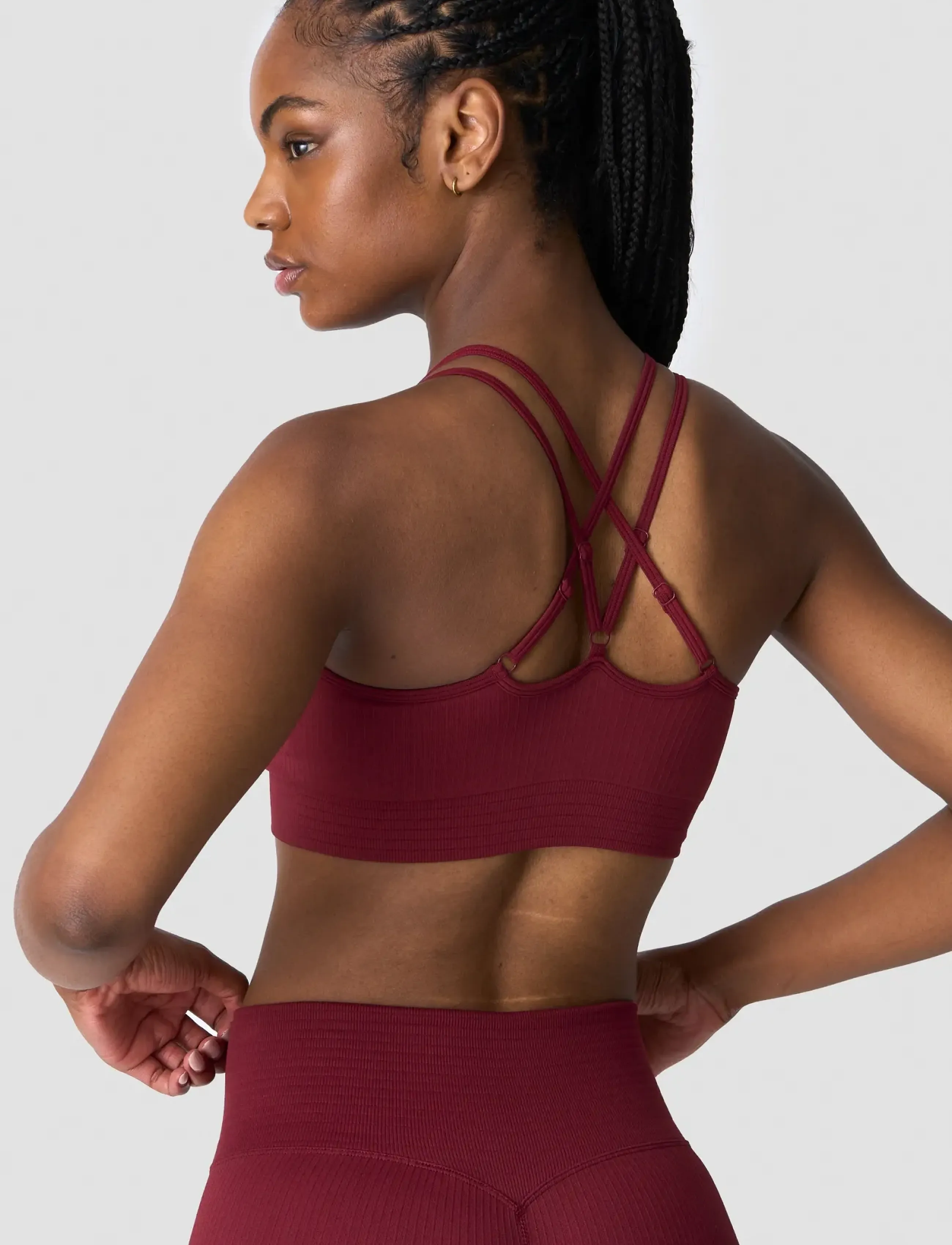 ICANIWILL - Ribbed Define V-neck Sports Bra - burgundy - 3