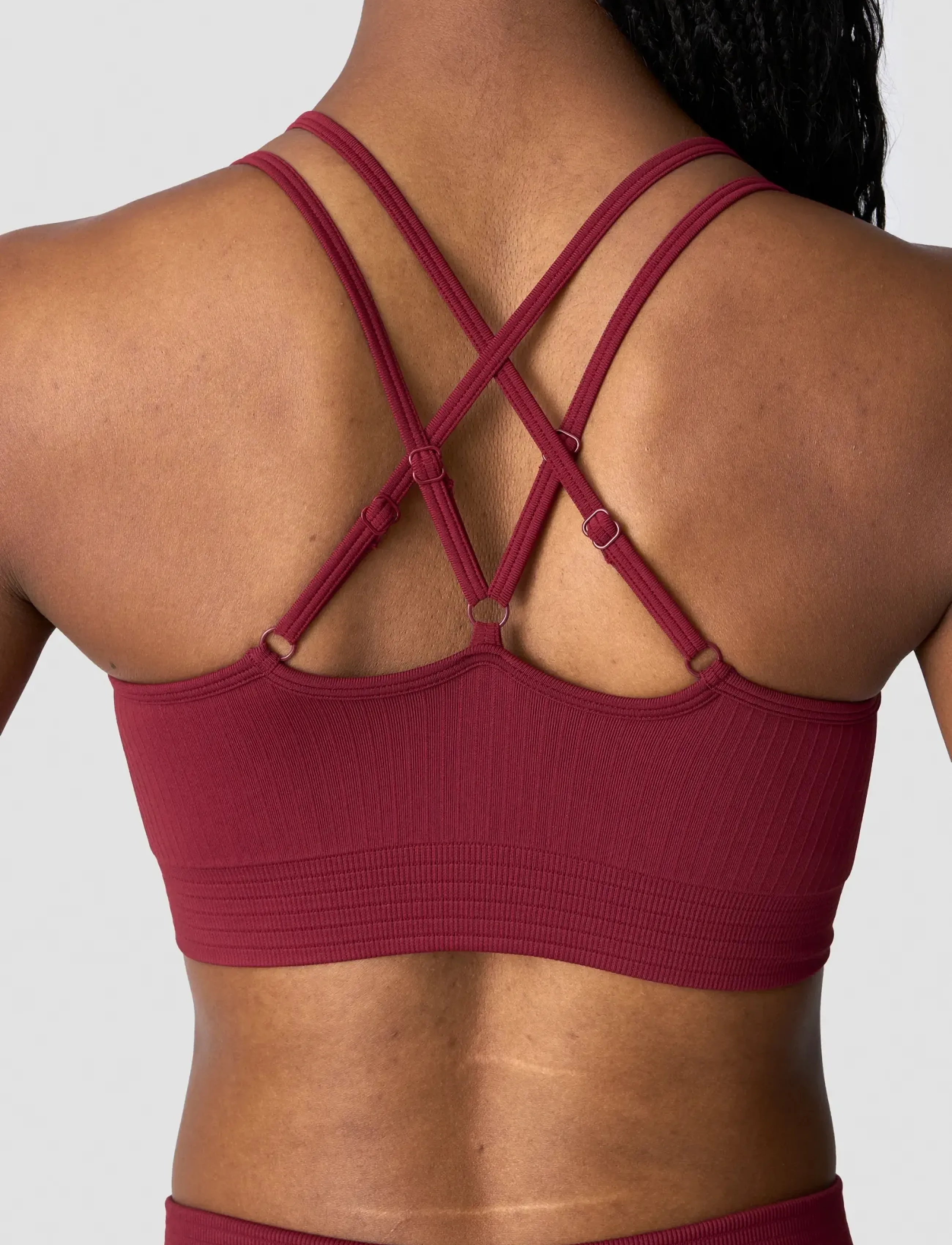 ICANIWILL - Ribbed Define V-neck Sports Bra - burgundy - 4