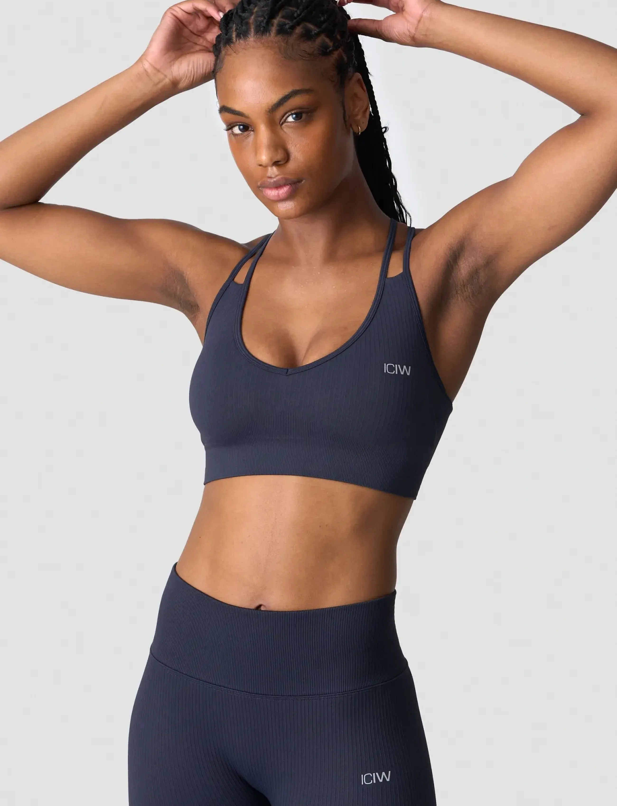 ICANIWILL - Ribbed Define V-neck Sports Bra - navy - 4