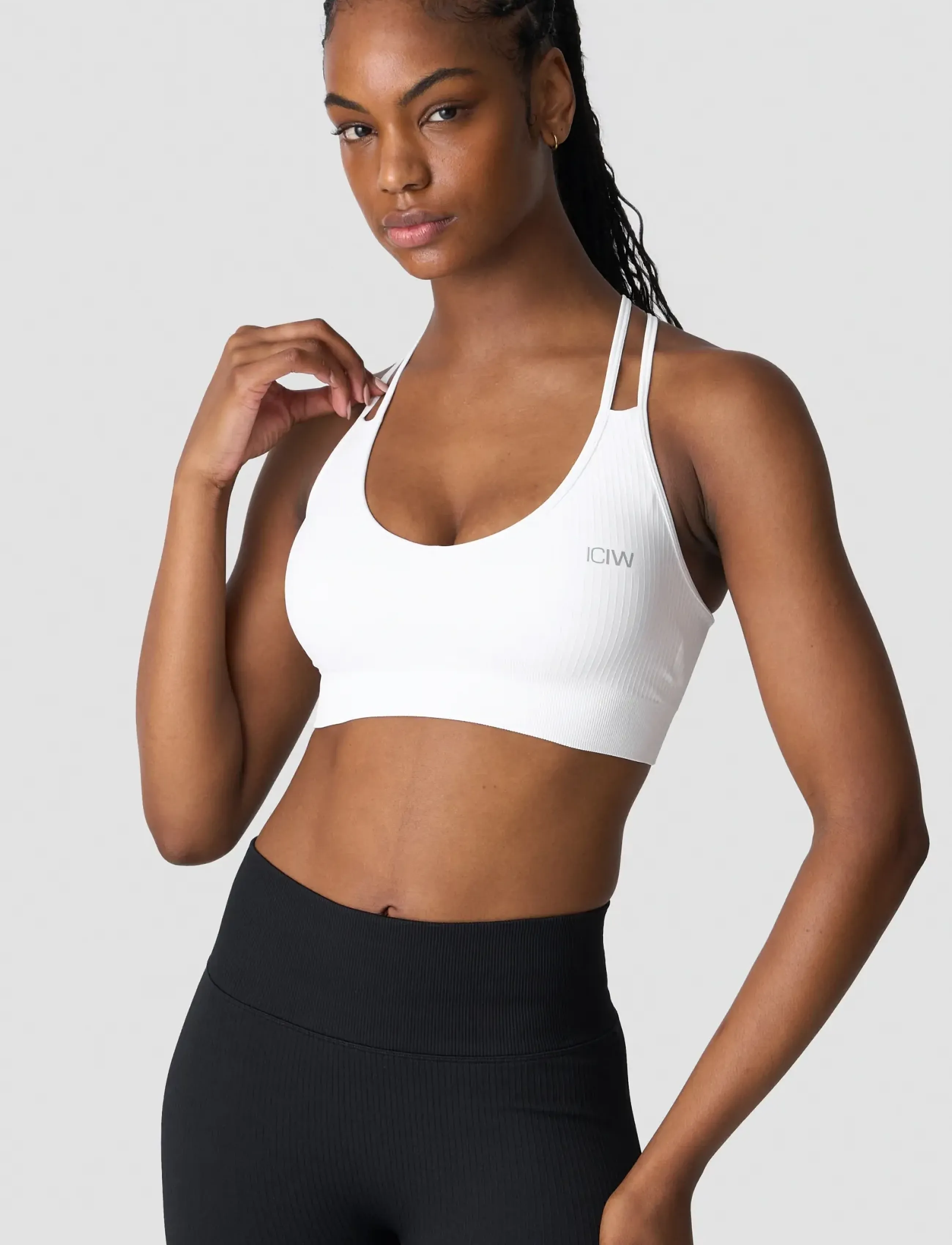 ICANIWILL - Ribbed Define V-neck Sports Bra - laveste priser - white - 4