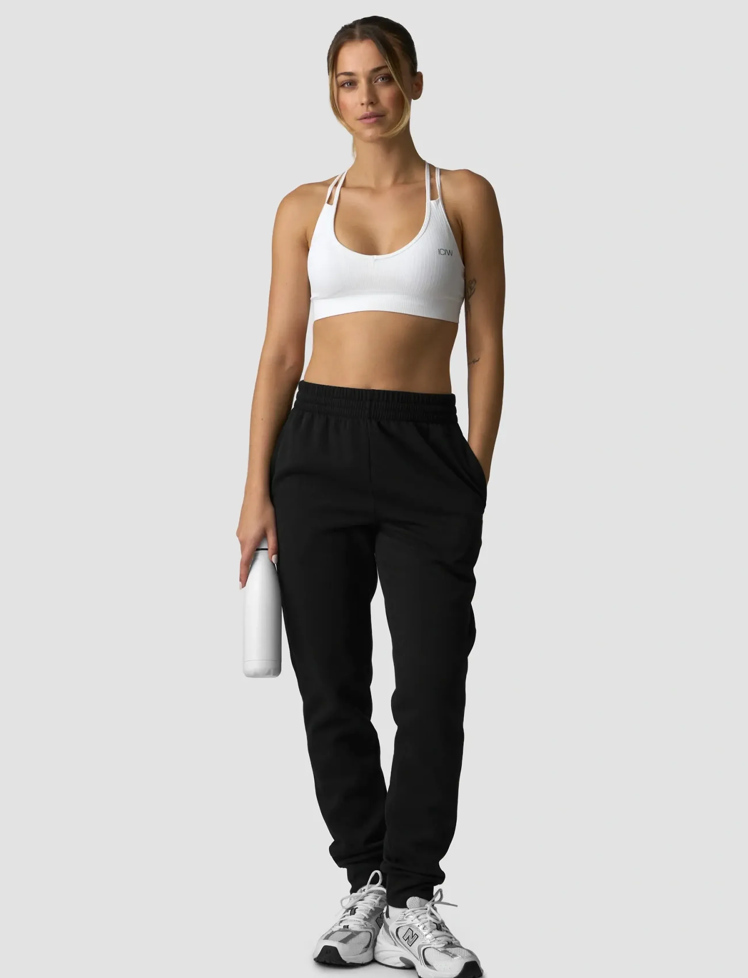 ICANIWILL - Everyday Tapered Sweatpants W-White Melange-XL - jogginghosen - black - 5