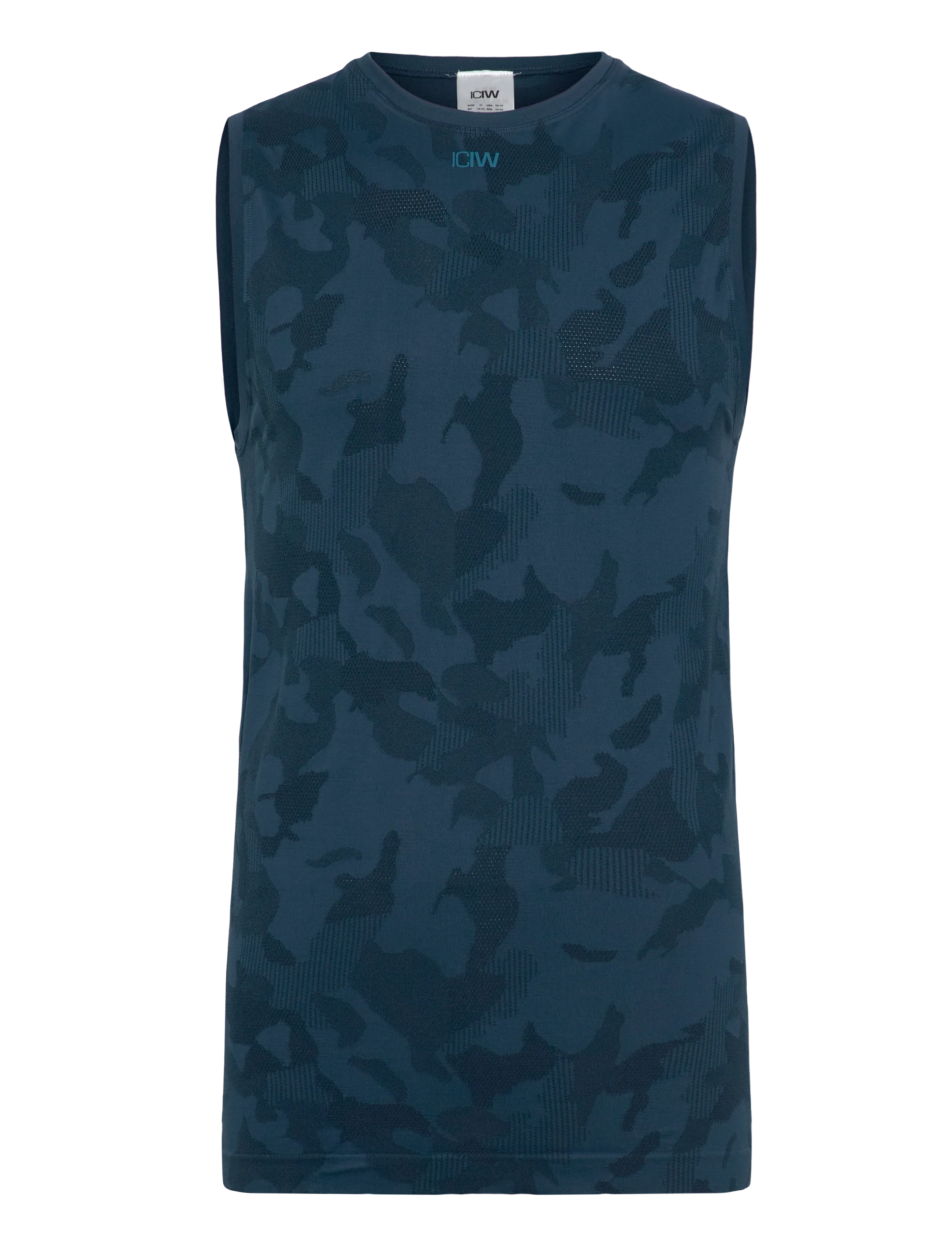 ICANIWILL Sculpt Seamless Graphic Tank Top M - Booztlet only men - DARK DUSTY TEAL / navy