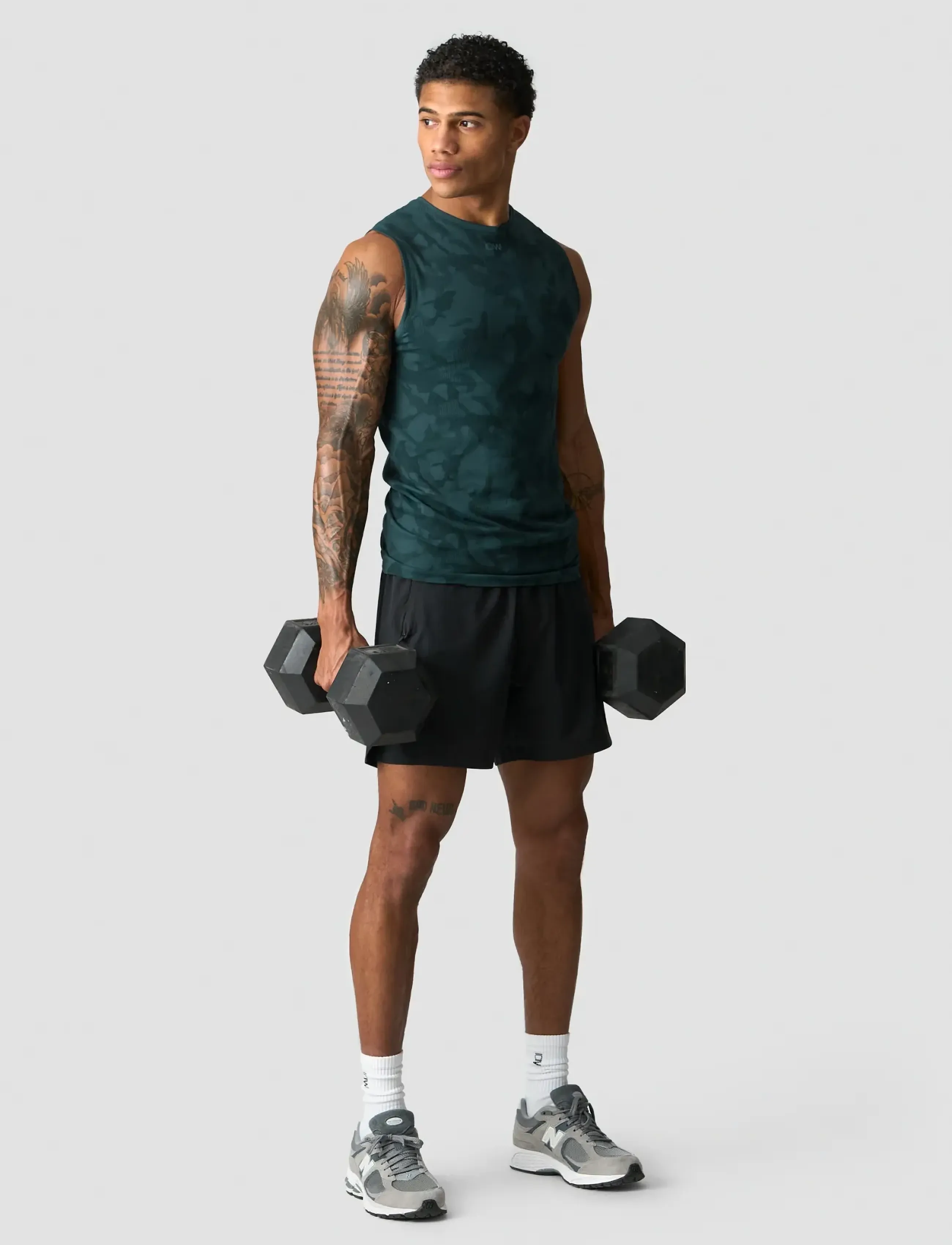 ICANIWILL - Sculpt Seamless Graphic Tank Top M - die niedrigsten preise - dark dusty teal - 5