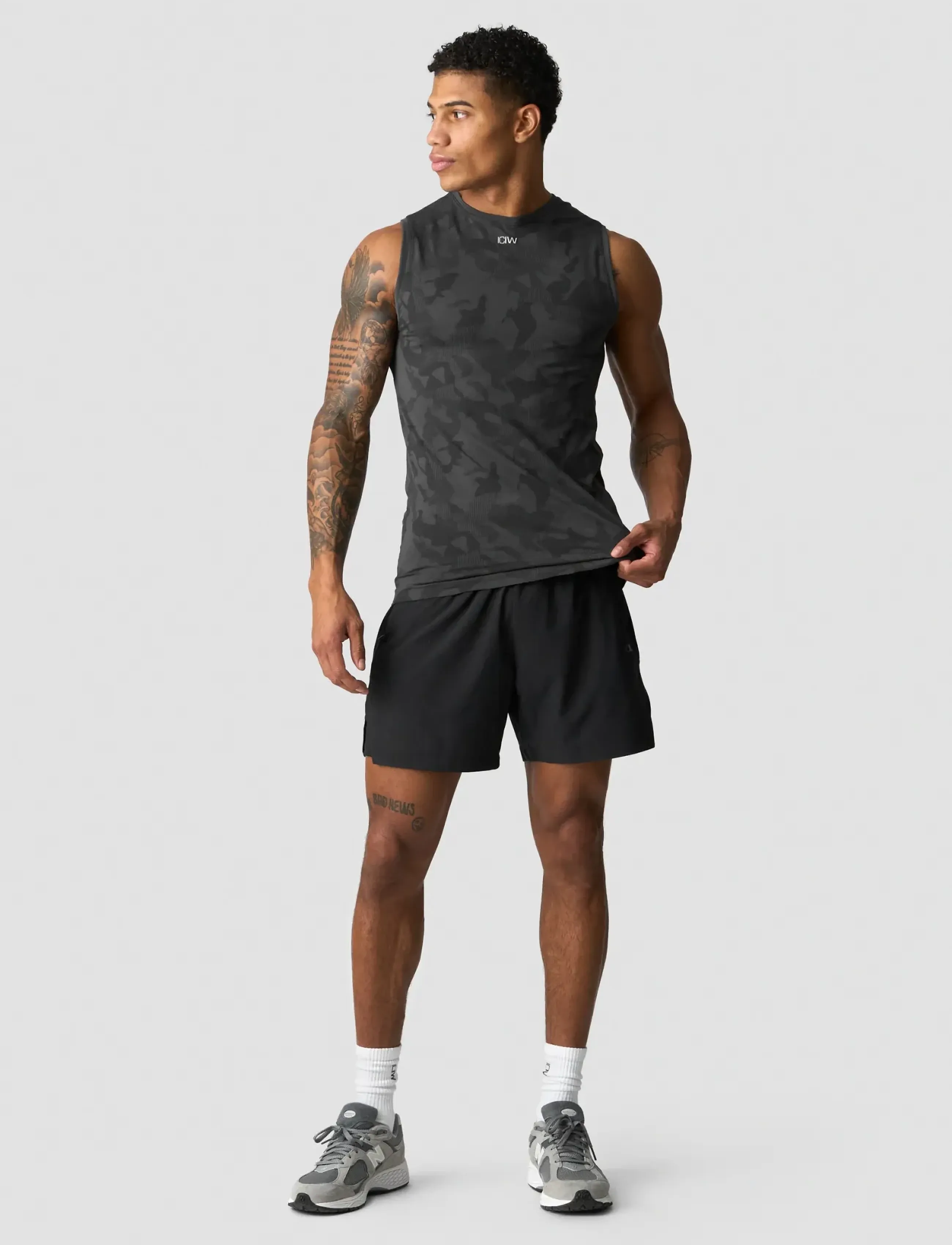 ICANIWILL - Sculpt Seamless Graphic Tank Top M - laveste priser - iron grey - 5