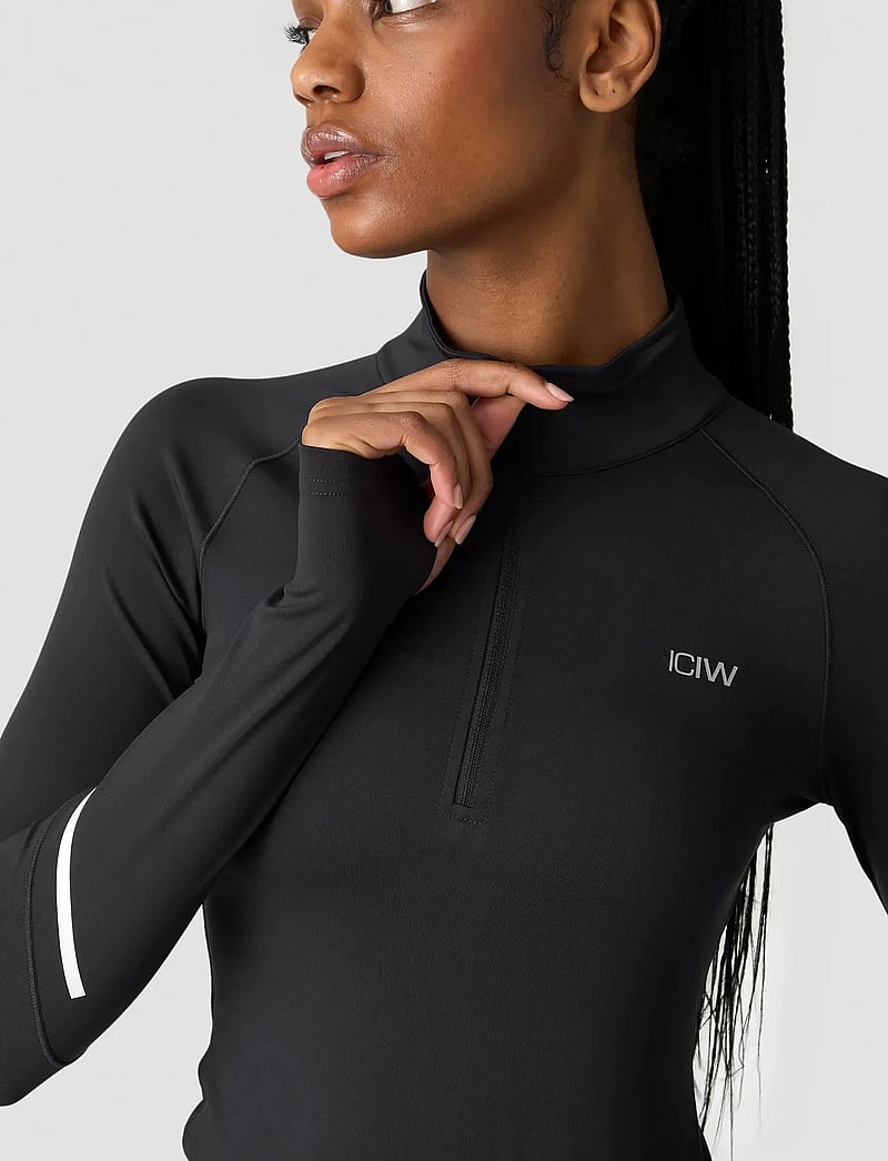 ICANIWILL - Everyday Long Sleeve Stripe 1/4 Zip - tops - black - 4