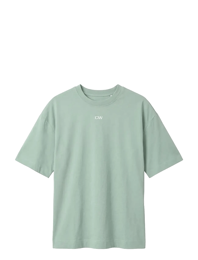 ICANIWILL - Everyday Oversized Cotton T-shirt Print W - t-shirts - light moss green - 1