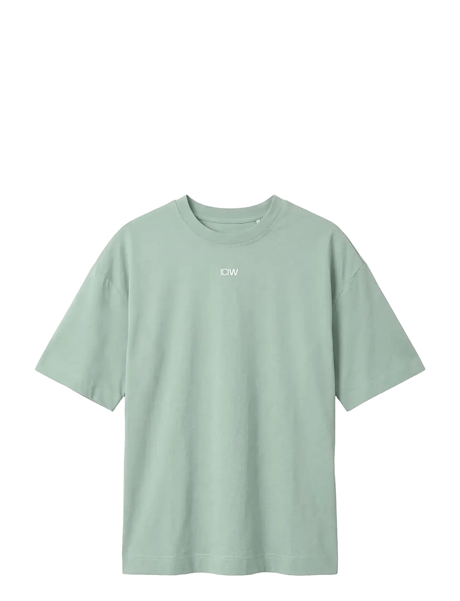 ICANIWILL - Everyday Oversized Cotton T-shirt Print W - palaidinės ir marškinėliai - light moss green - 1