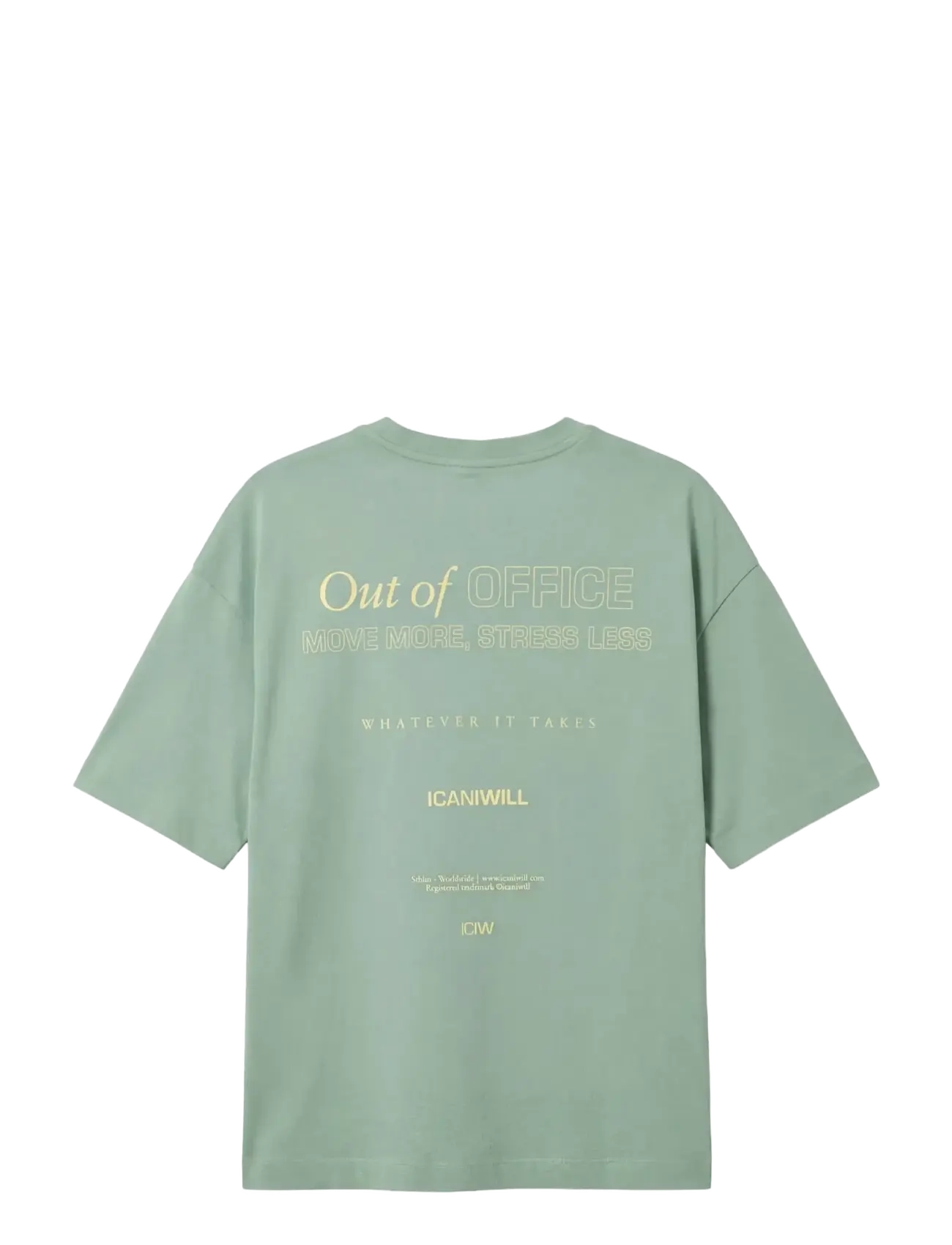 ICANIWILL - Everyday Oversized Cotton T-shirt Print W - palaidinės ir marškinėliai - light moss green - 2