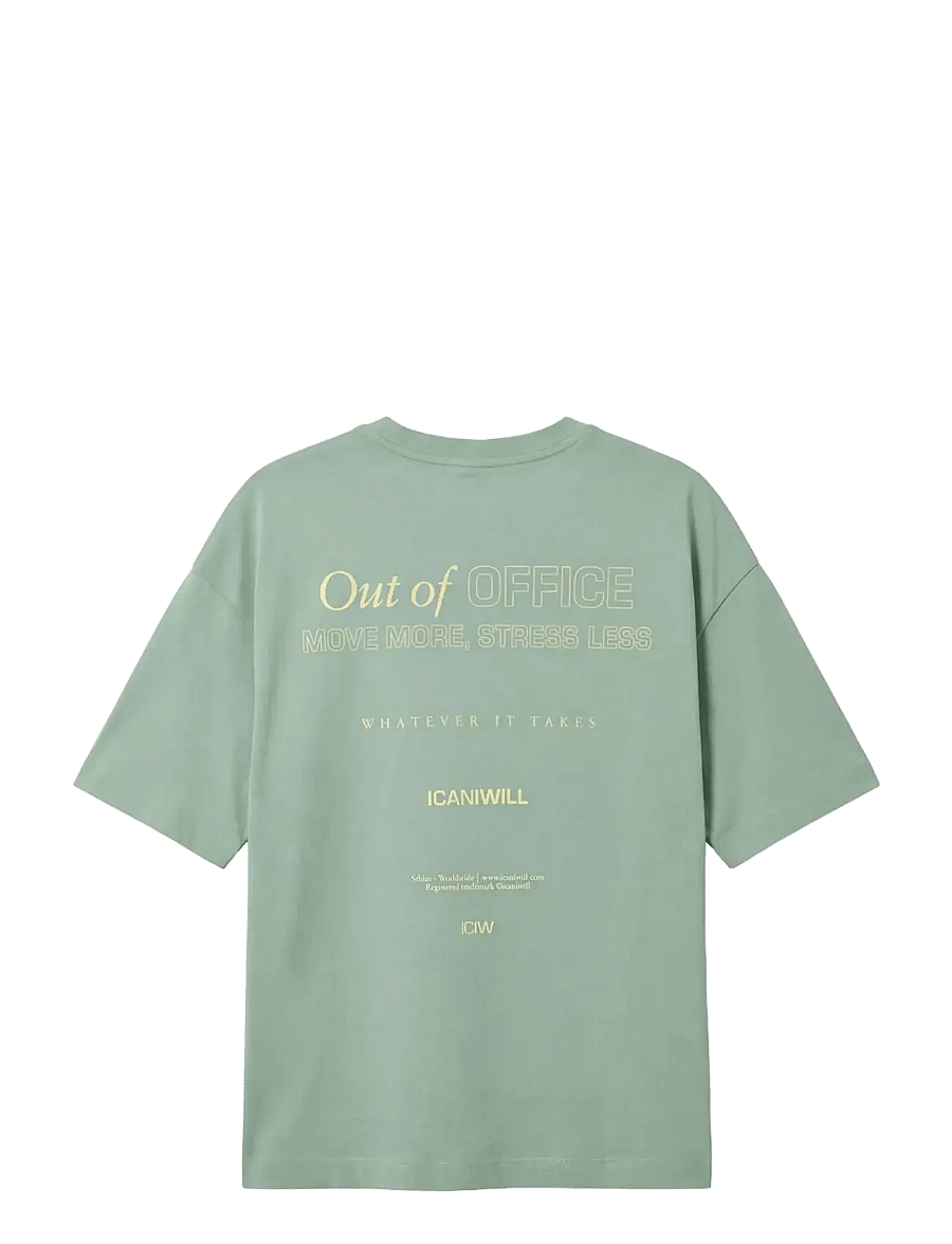 ICANIWILL - Everyday Oversized Cotton T-shirt Print W - palaidinės ir marškinėliai - light moss green - 2