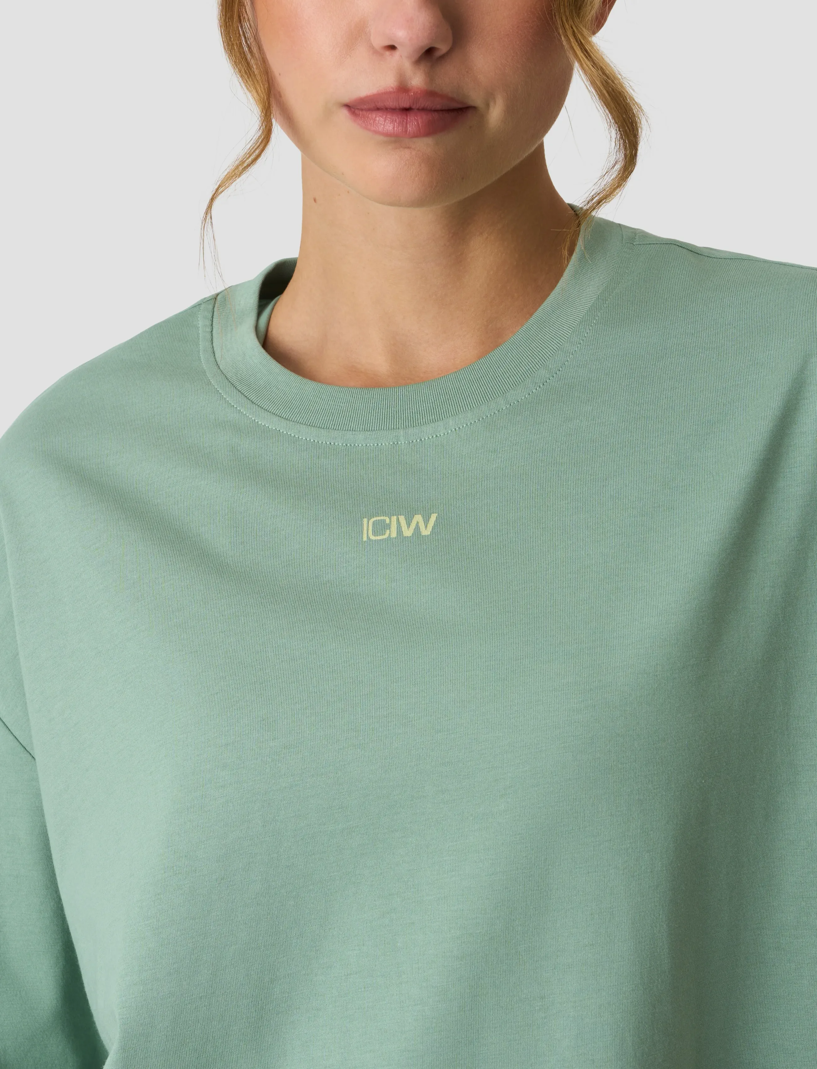 ICANIWILL - Everyday Oversized Cotton T-shirt Print W - palaidinės ir marškinėliai - light moss green - 4