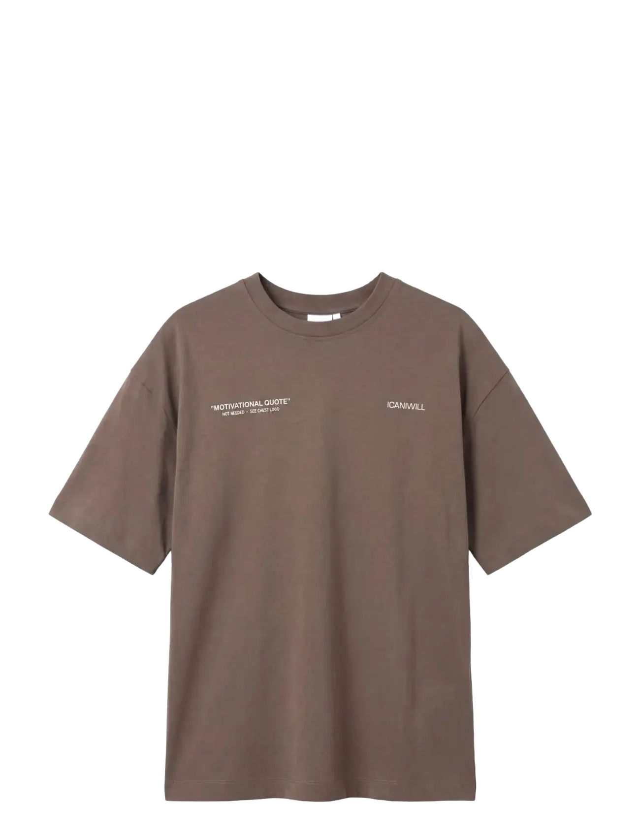 ICANIWILL Everyday Oversized Cotton T-shirt Print W - Clothing - WARM GREY / brown