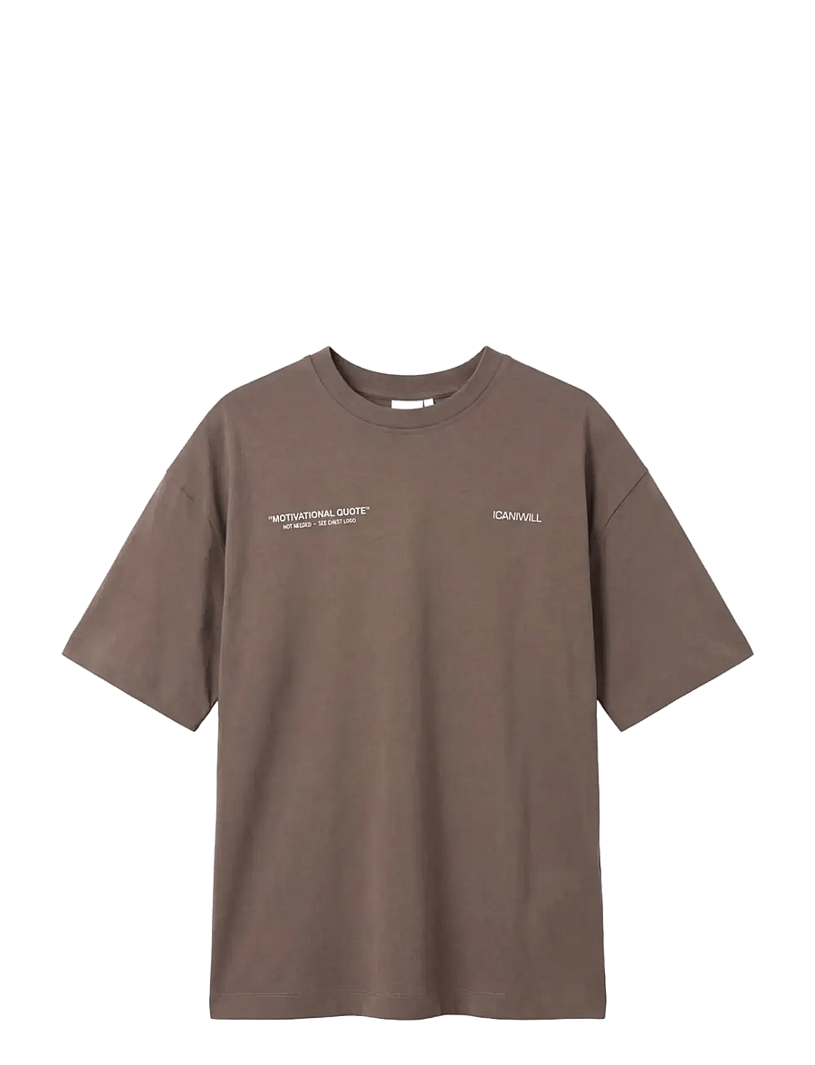 ICANIWILL - Everyday Oversized Cotton T-shirt Print W - t-shirts - warm grey - 1