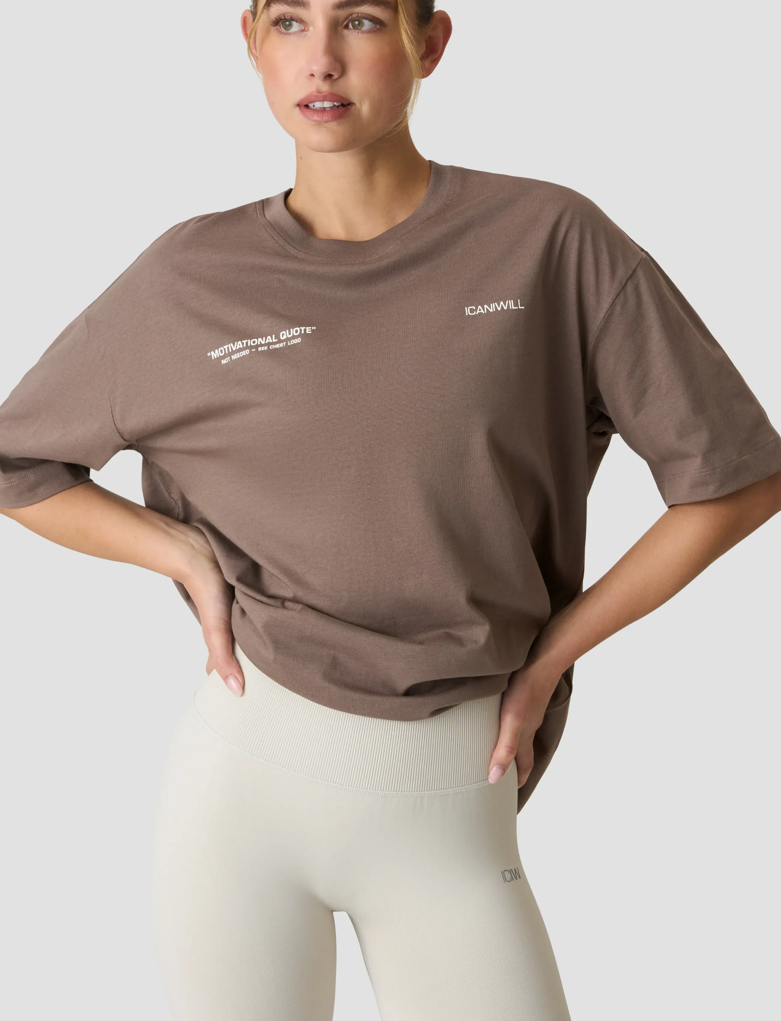 ICANIWILL - Everyday Oversized Cotton T-shirt Print W - t-shirts - warm grey - 4