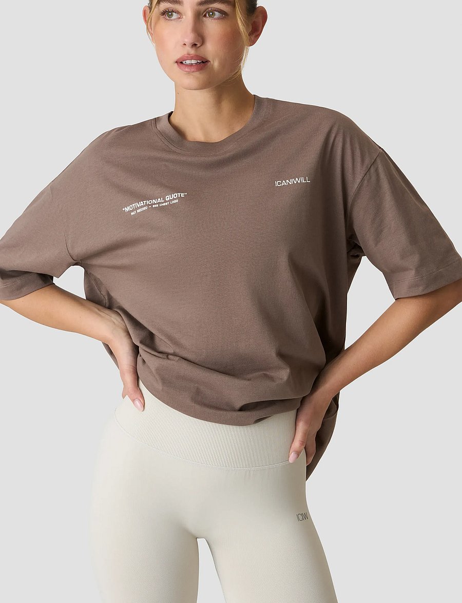 ICANIWILL - Everyday Oversized Cotton T-shirt Print W - t-shirts - warm grey - 4