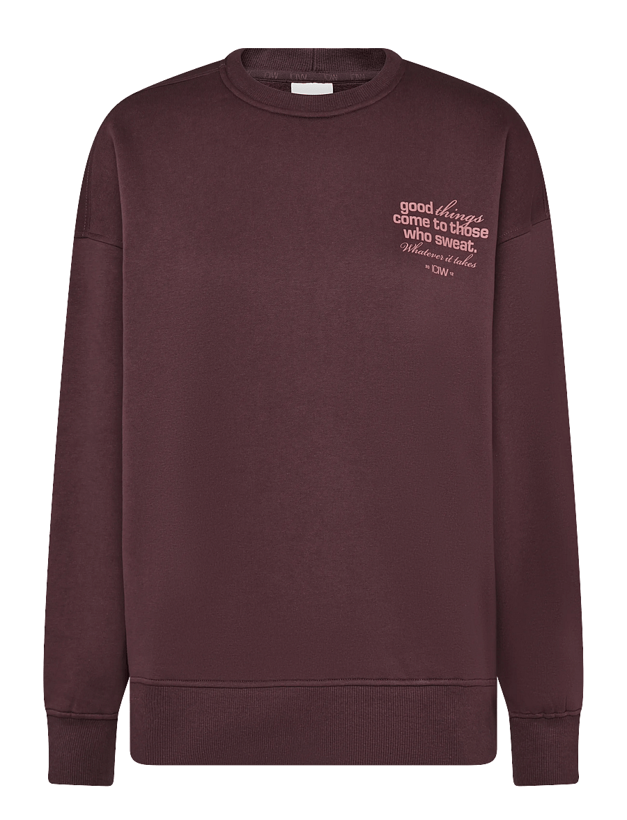 ICANIWILL - Everyday Relaxed Crewneck Print W - sweatshirts - espresso - 1