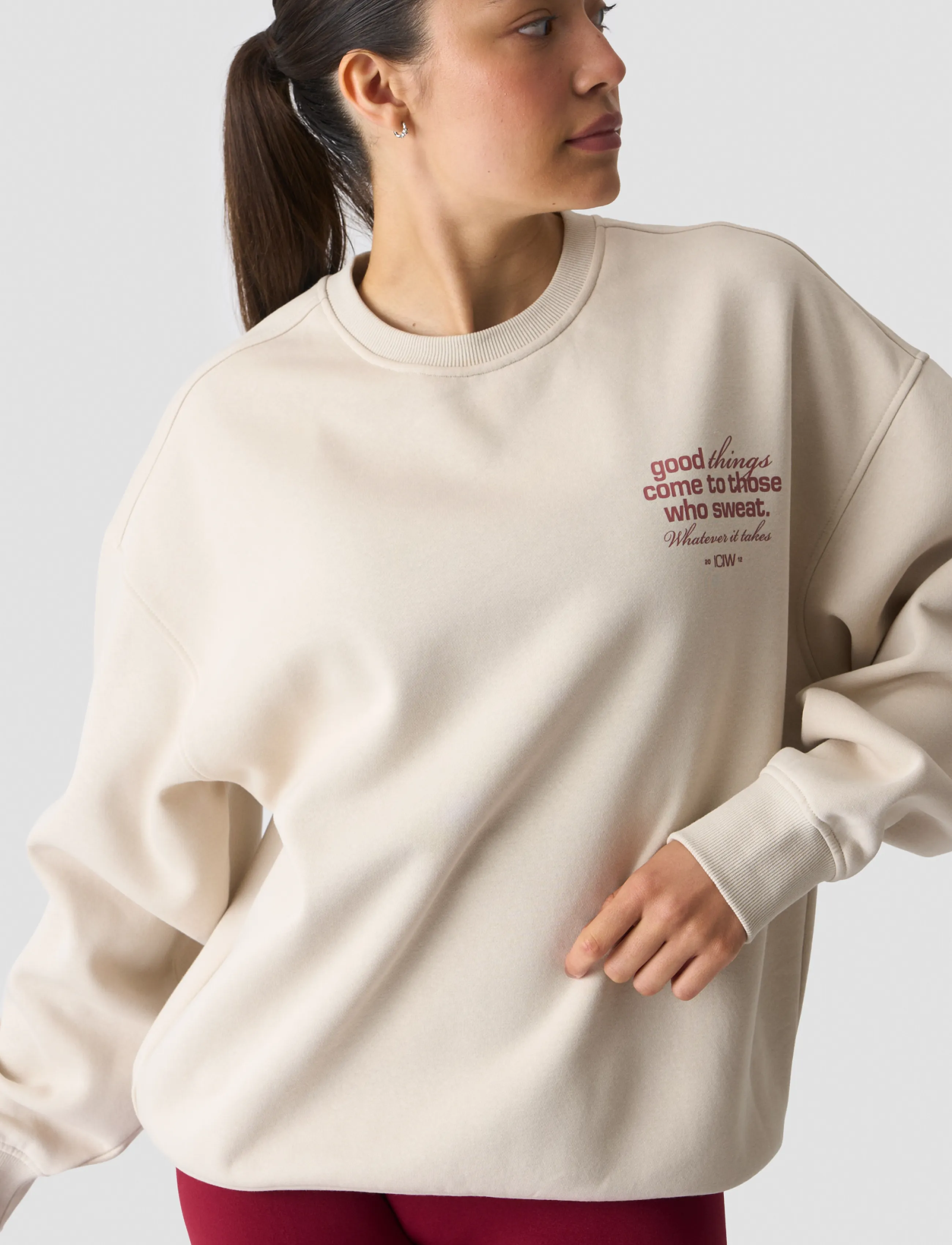 ICANIWILL - Everyday Relaxed Crewneck Print W - sweatshirts - light beige - 4