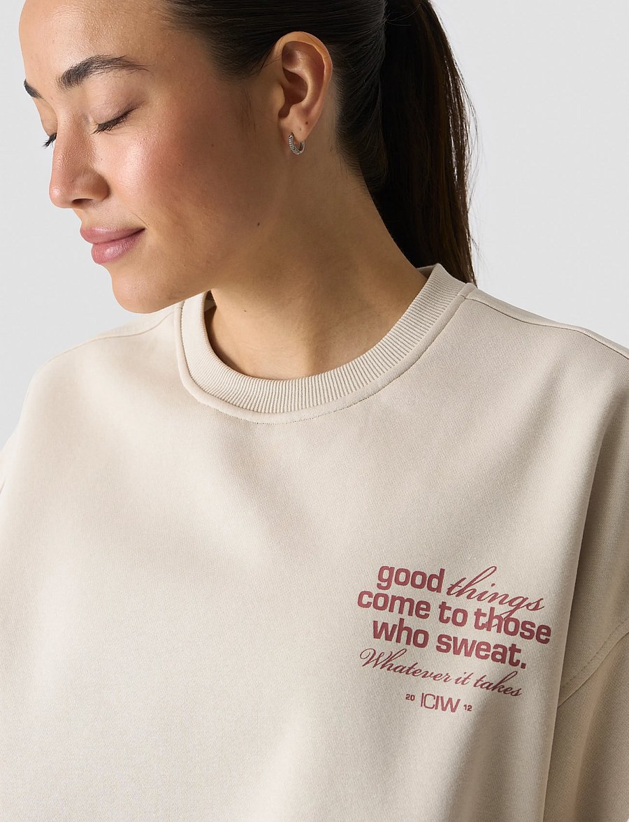 ICANIWILL - Everyday Relaxed Crewneck Print W - sweatshirts - light beige - 5