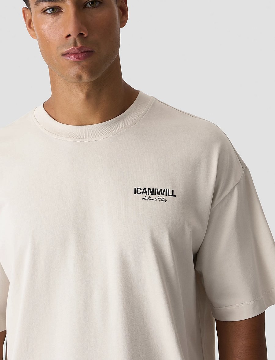 ICANIWILL - Everyday Oversized T-shirt Print M - t-shirts - light beige - 4
