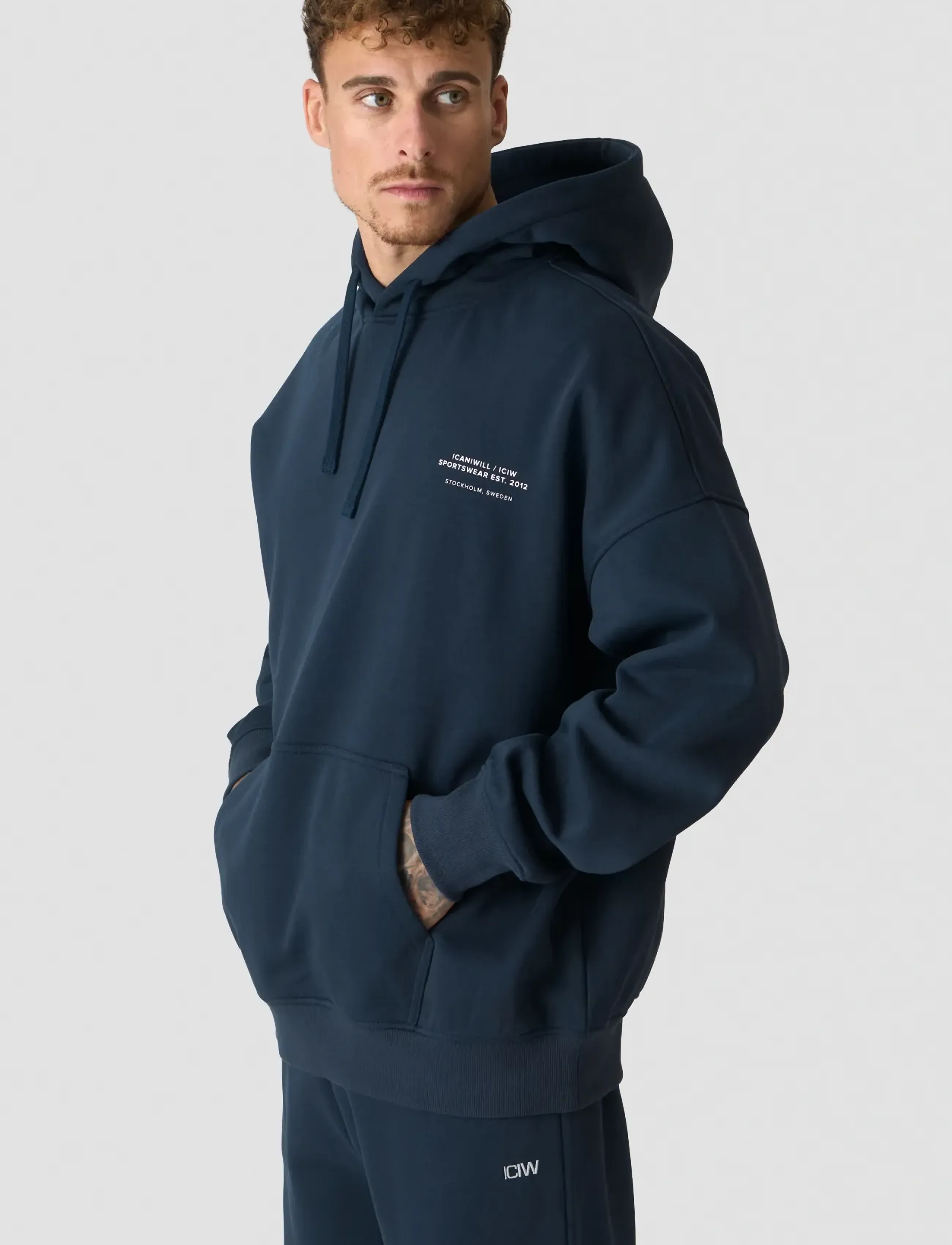 ICANIWILL Everyday Relaxed Hoodie Print M, Mænd, Afslappet Hættetrøje, Navy, Str: M