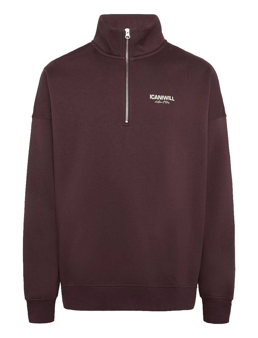 ICANIWILL - Everyday 1/4 Zip Sweatshirt Print M - tops - espresso - 1