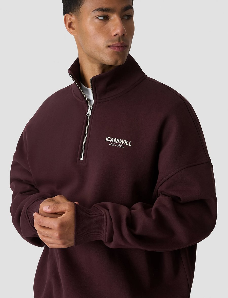 ICANIWILL - Everyday 1/4 Zip Sweatshirt Print M - tops - espresso - 4