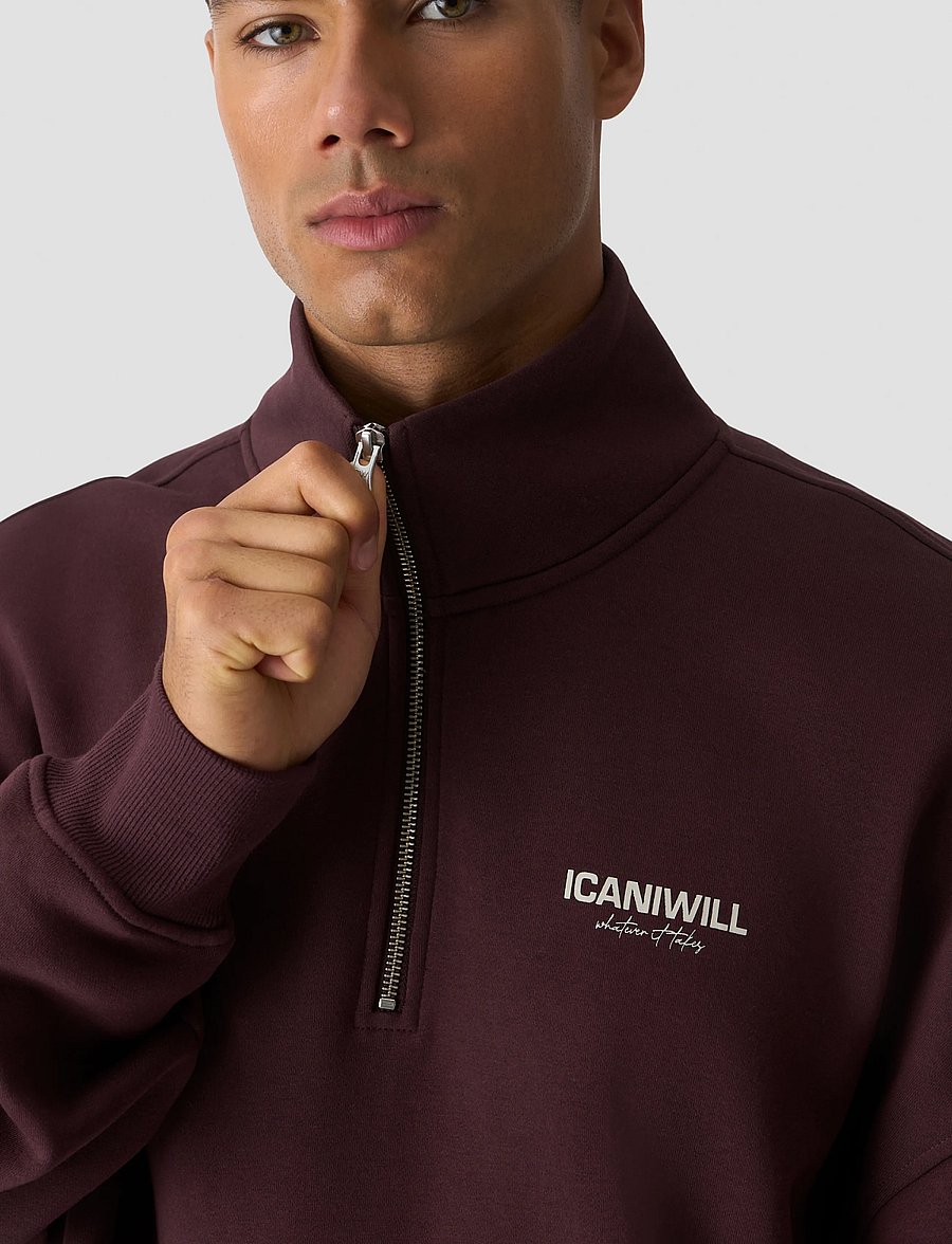 ICANIWILL - Everyday 1/4 Zip Sweatshirt Print M - tops - espresso - 5