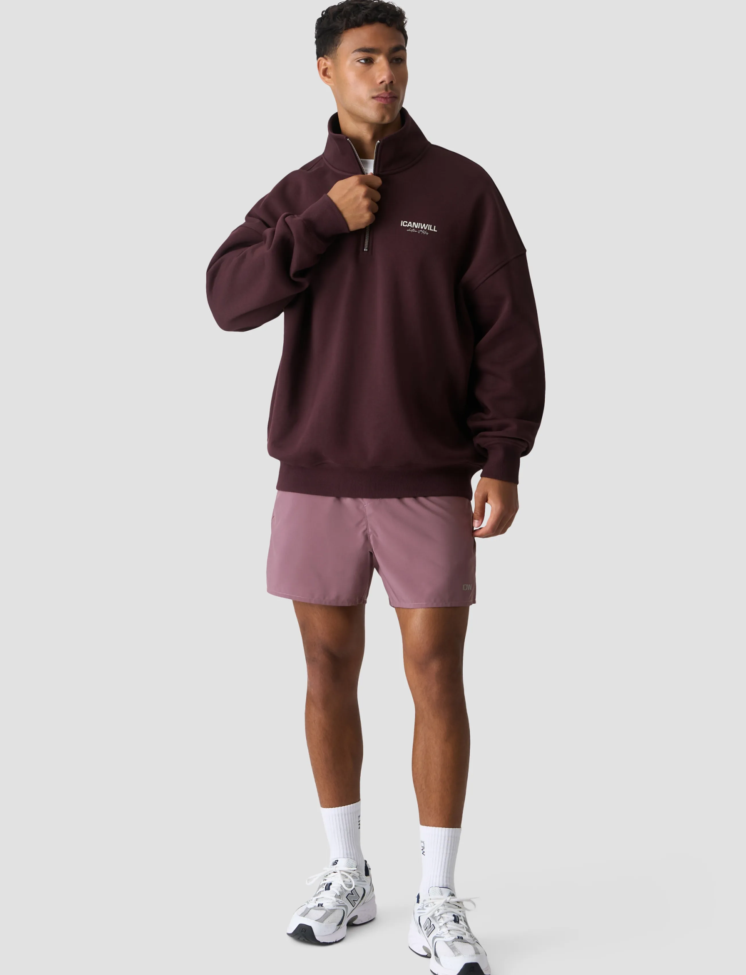 ICANIWILL Everyday 1/4 Zip Sweatshirt Print M - Kleidung - ESPRESSO / brown