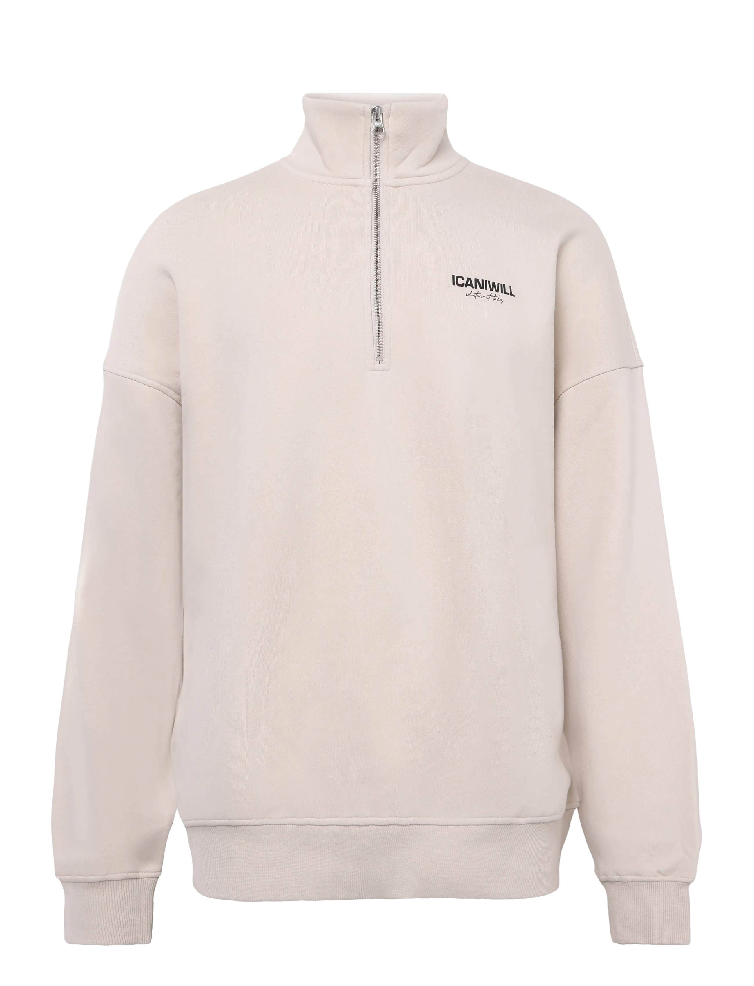 ICANIWILL Everyday 1/4 Zip Sweatshirt Print M - Sweatshirts - LIGHT BEIGE / beige