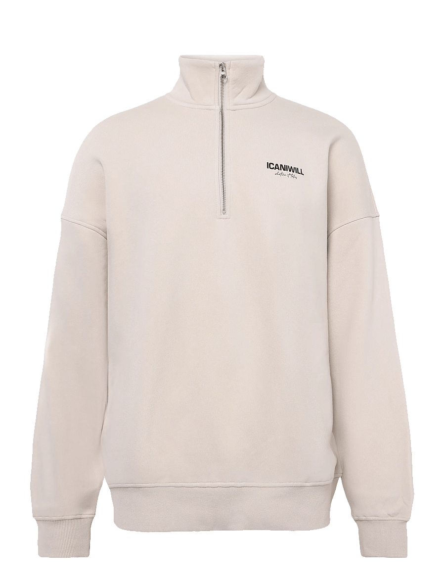 ICANIWILL - Everyday 1/4 Zip Sweatshirt Print M - oberteile - light beige - 1