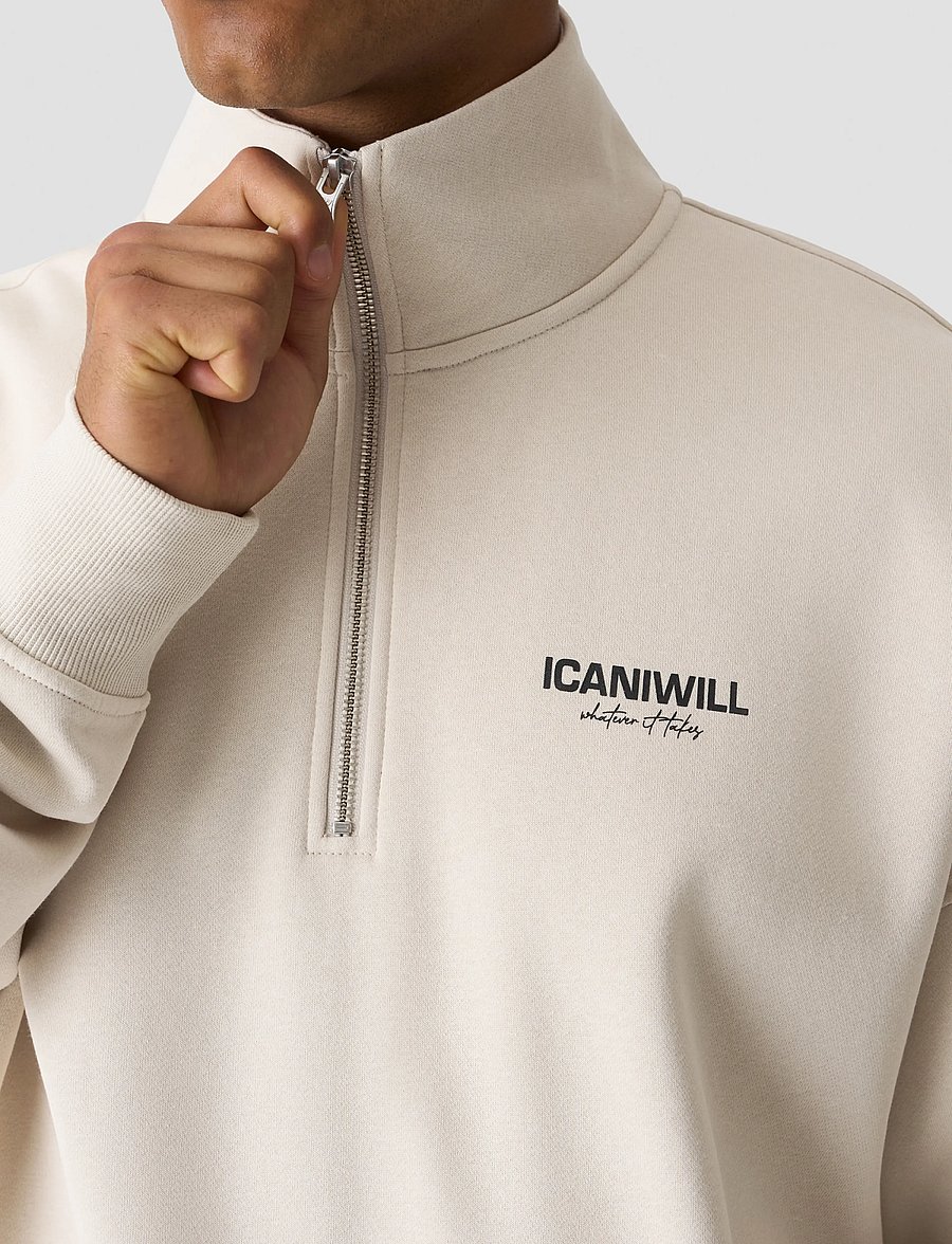 ICANIWILL - Everyday 1/4 Zip Sweatshirt Print M - oberteile - light beige - 5