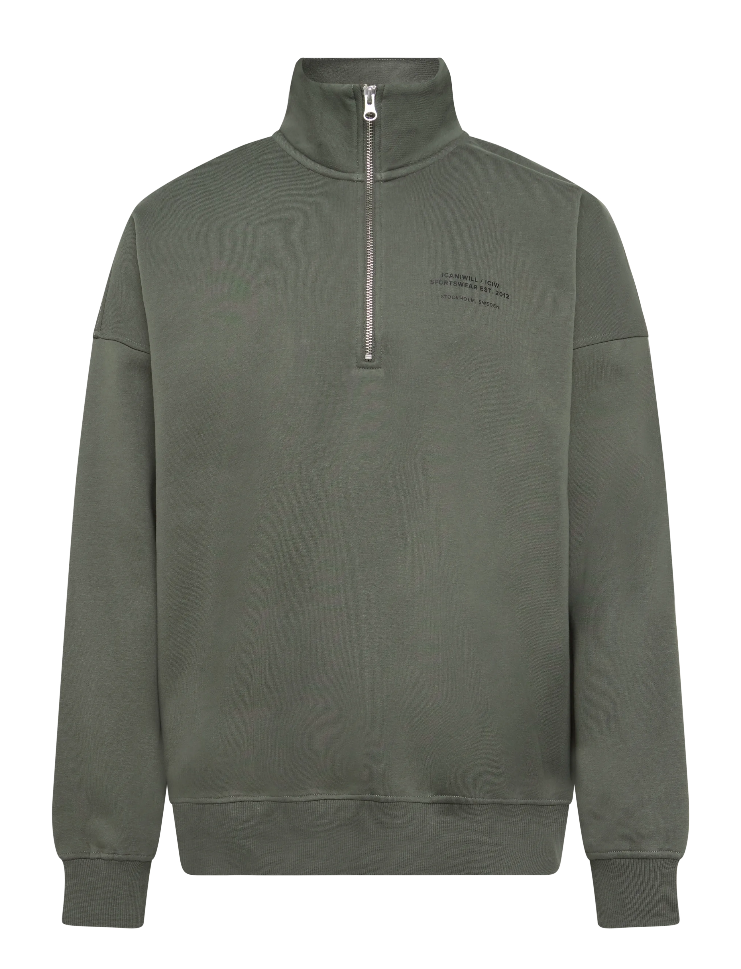 ICANIWILL Everyday 1/4 Zip Sweatshirt Print M - Kläder - WARM GREEN / khaki/green