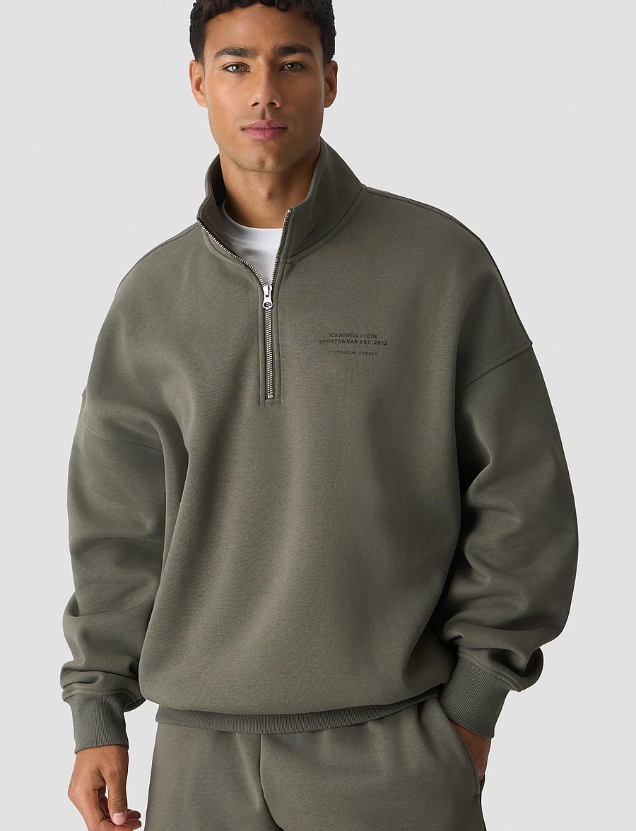 ICANIWILL - Everyday 1/4 Zip Sweatshirt Print M - Överdelar - warm green - 0