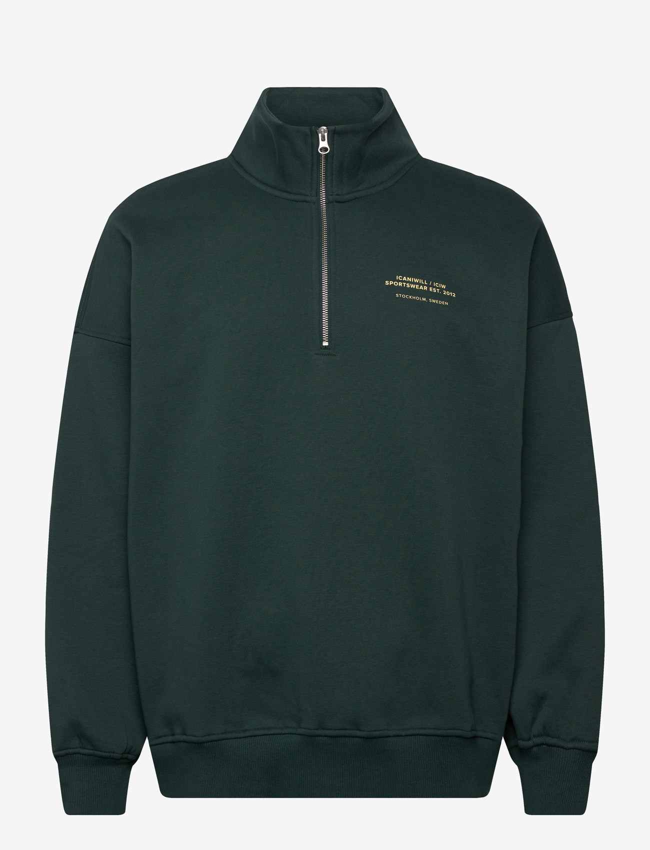 ICANIWILL - Everyday 1/4 Zip Sweatshirt Print M - overdele - wet green - 1
