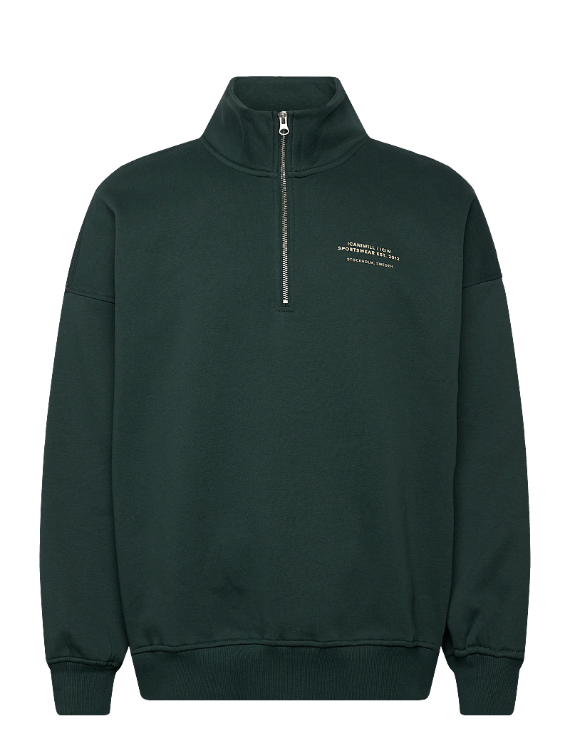 ICANIWILL - Everyday 1/4 Zip Sweatshirt Print M - oberteile - wet green - 1