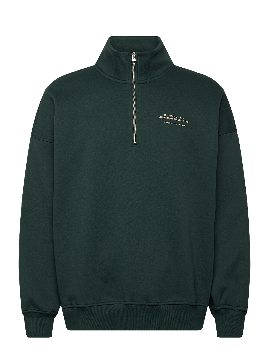 ICANIWILL - Everyday 1/4 Zip Sweatshirt Print M - oberteile - wet green - 1
