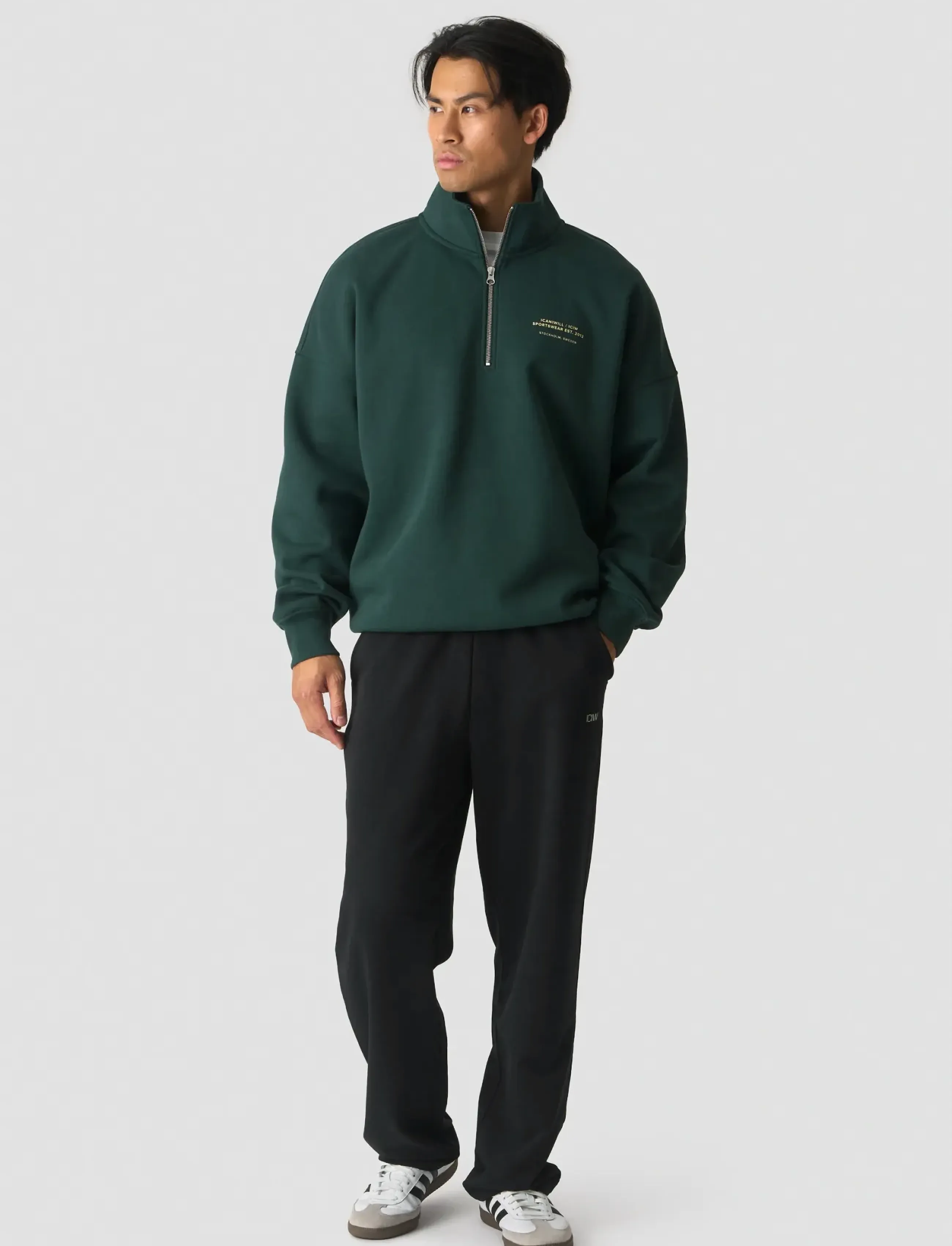 ICANIWILL Everyday 1/4 Zip Sweatshirt Print M - Kleidung - WET GREEN / green