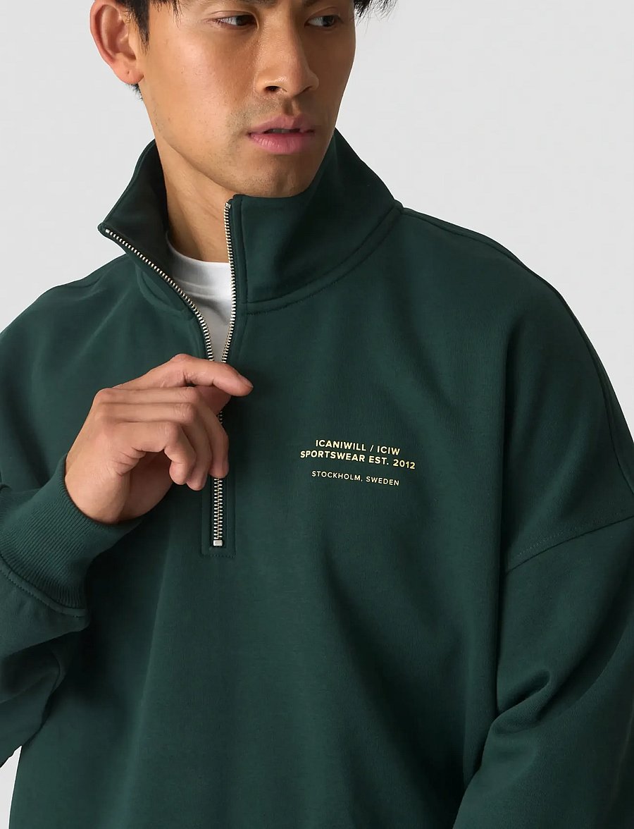 ICANIWILL - Everyday 1/4 Zip Sweatshirt Print M - oberteile - wet green - 4