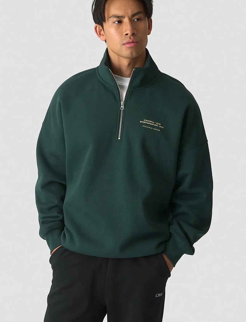 ICANIWILL - Everyday 1/4 Zip Sweatshirt Print M - oberteile - wet green - 5