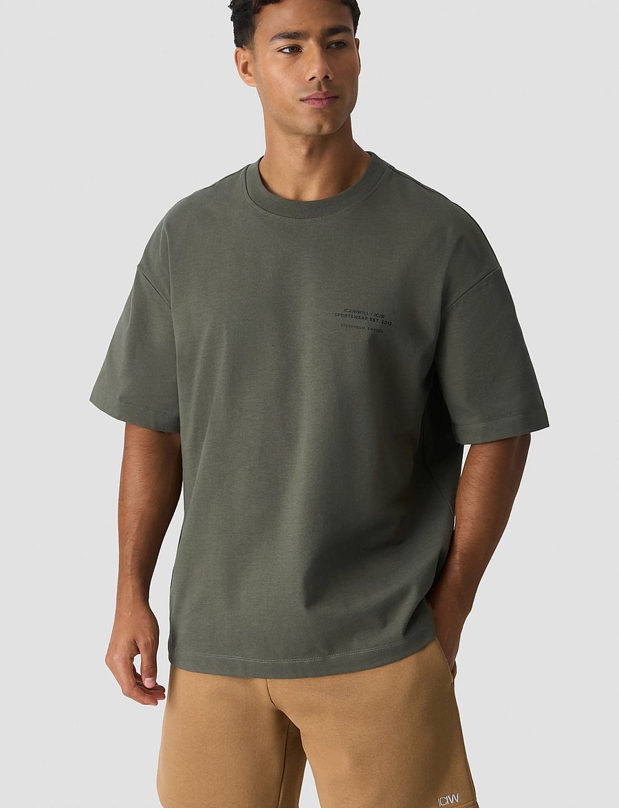 ICANIWILL - Essence Heavy Cotton T-Shirt Print M - oberteile & t-shirts - warm green - 0