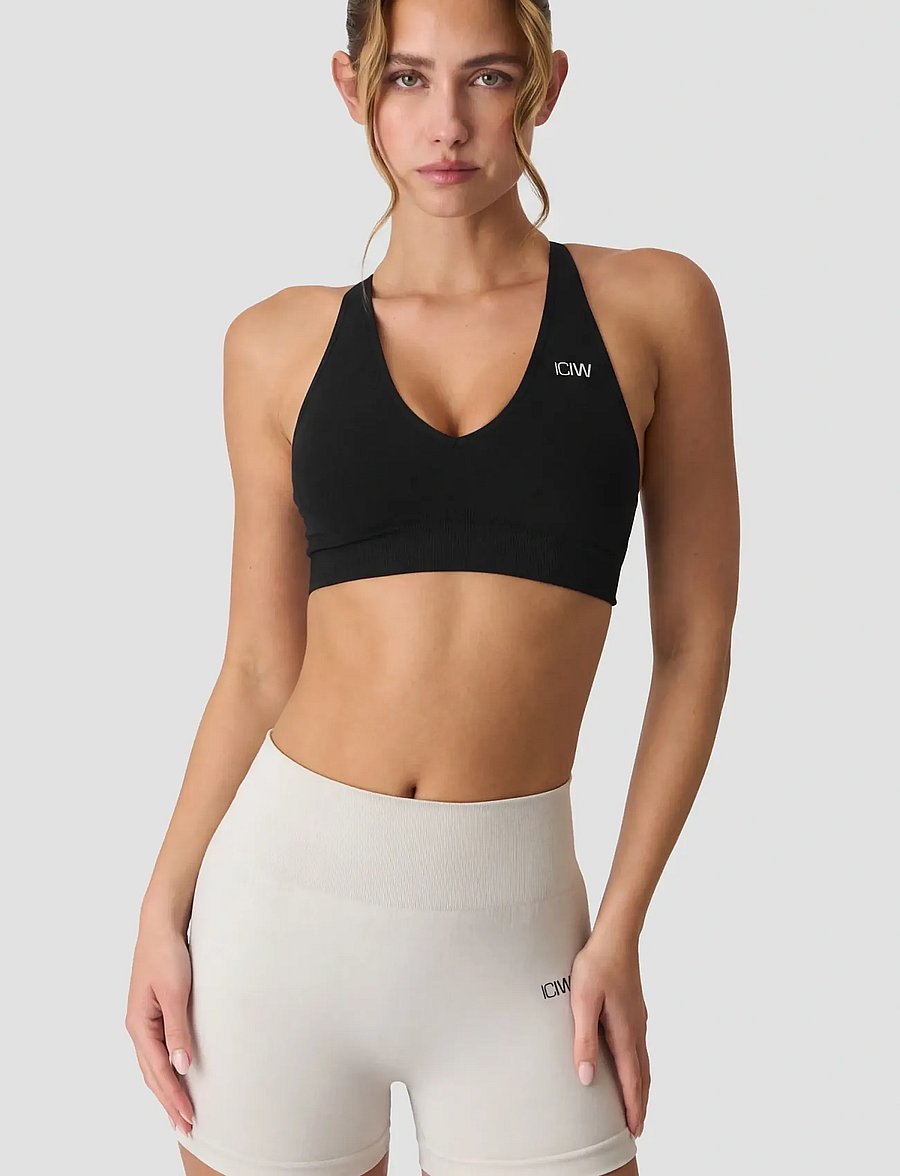 ICANIWILL - Sculpt Seamless V-neck Sports Bra - sport-bhs - black - 4