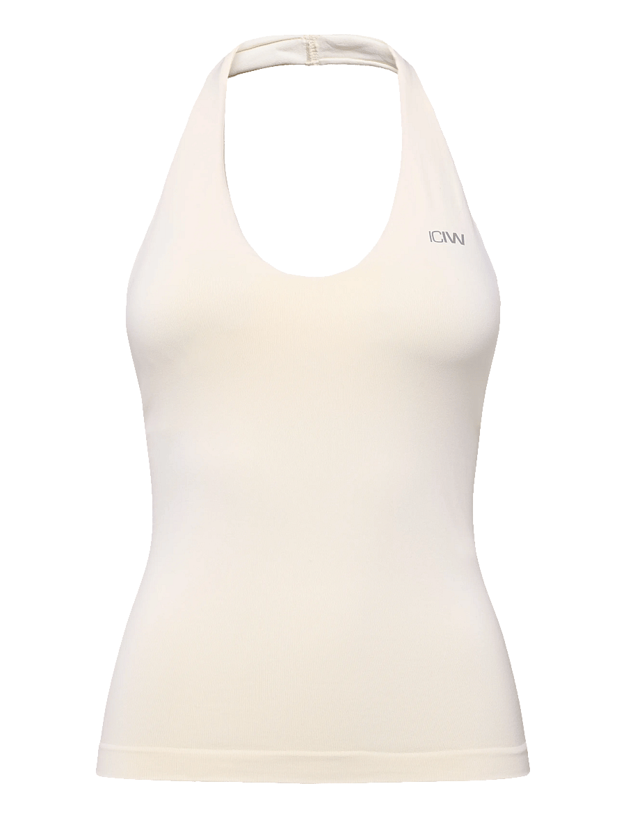 ICANIWILL - Define Seamless Halter Neck Tank W - toppar & t-shirts - pale lemon - 1