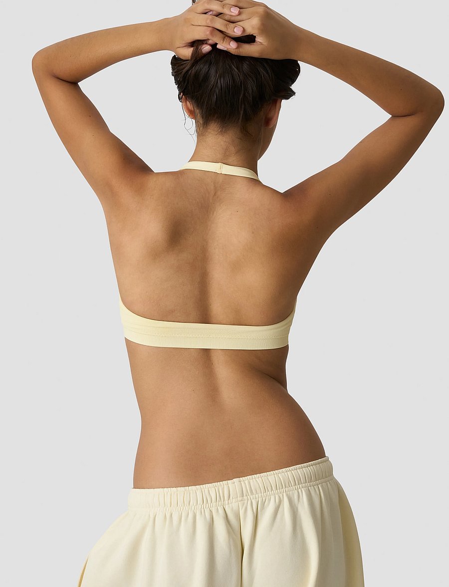 ICANIWILL - Define Seamless Halter Sports Bra W - spordi-rinnahoidjad - pale lemon - 3