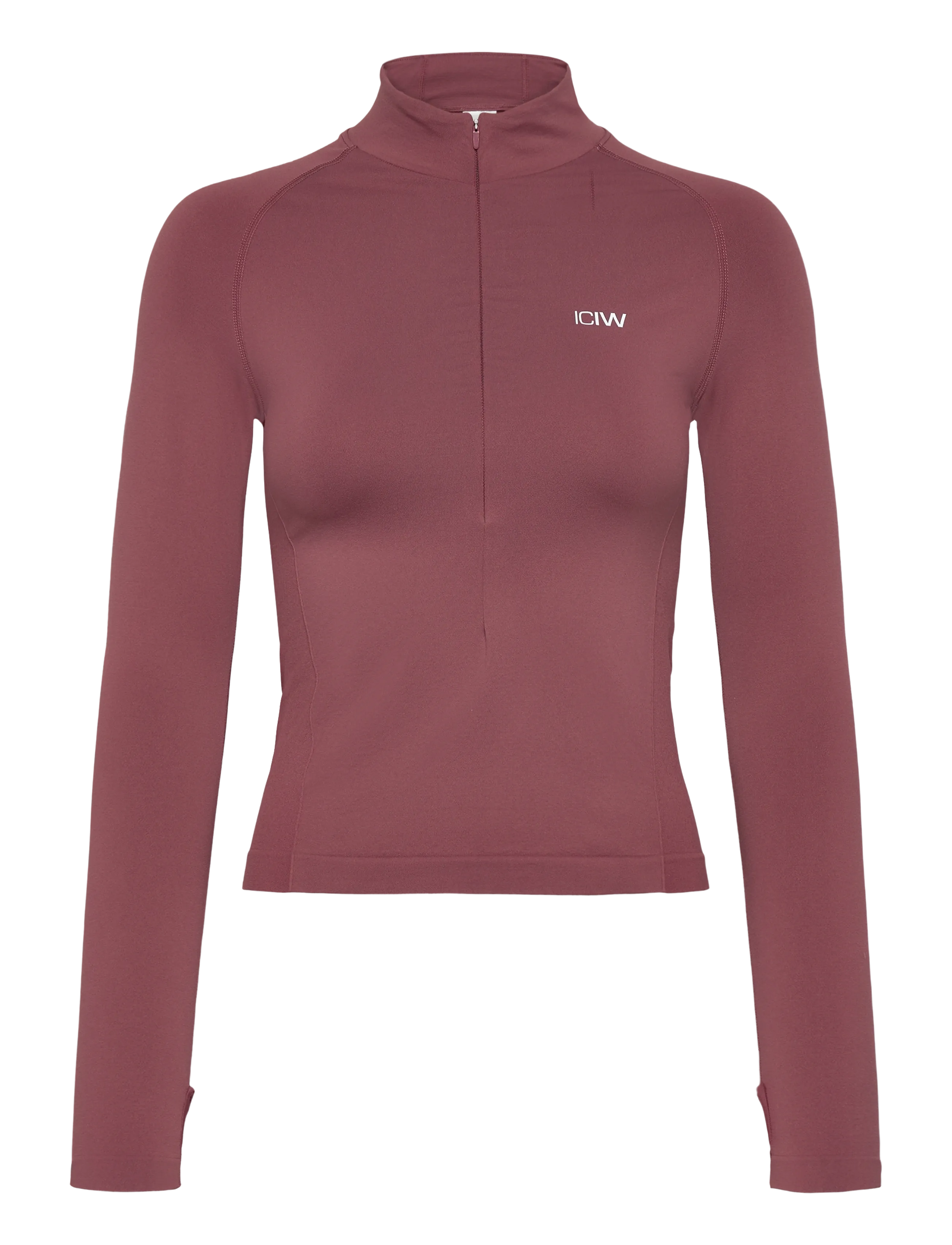 ICANIWILL Define Seamless Invisible 1/2 Zip LS W - ICANIWILL - CALM RED / burgundy