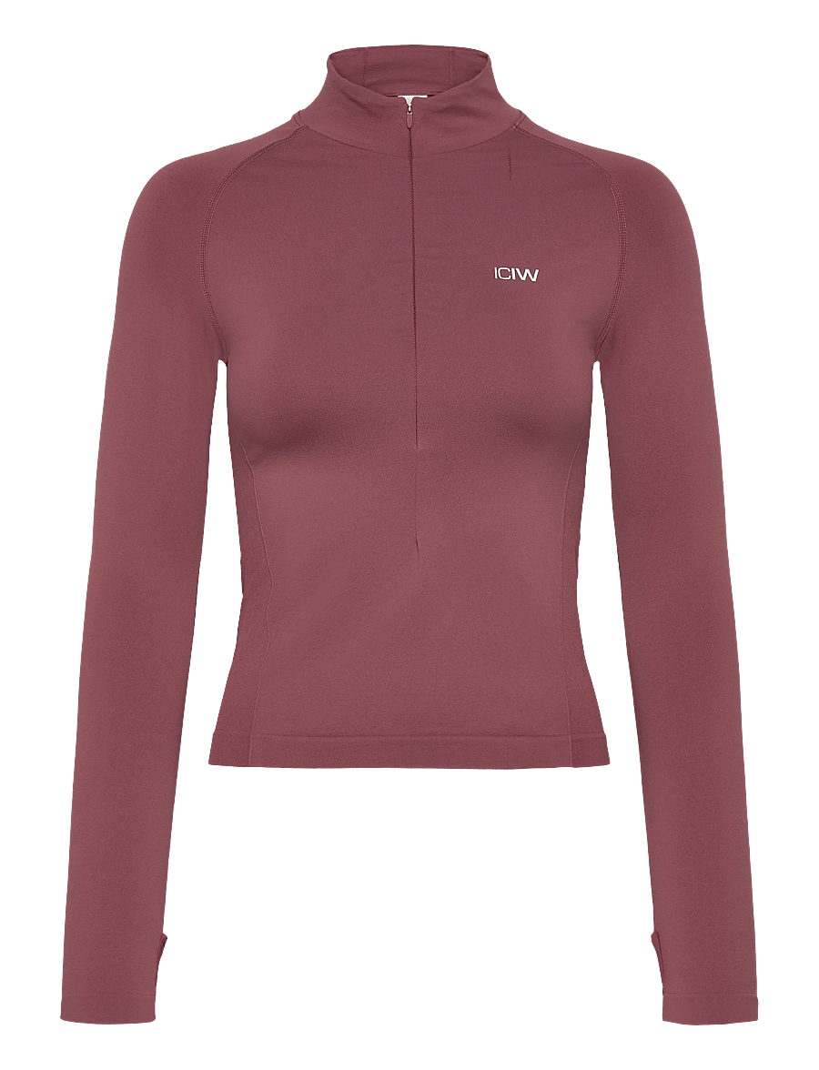 ICANIWILL - Define Seamless Invisible 1/2 Zip LS W - alussärgid - calm red - 1