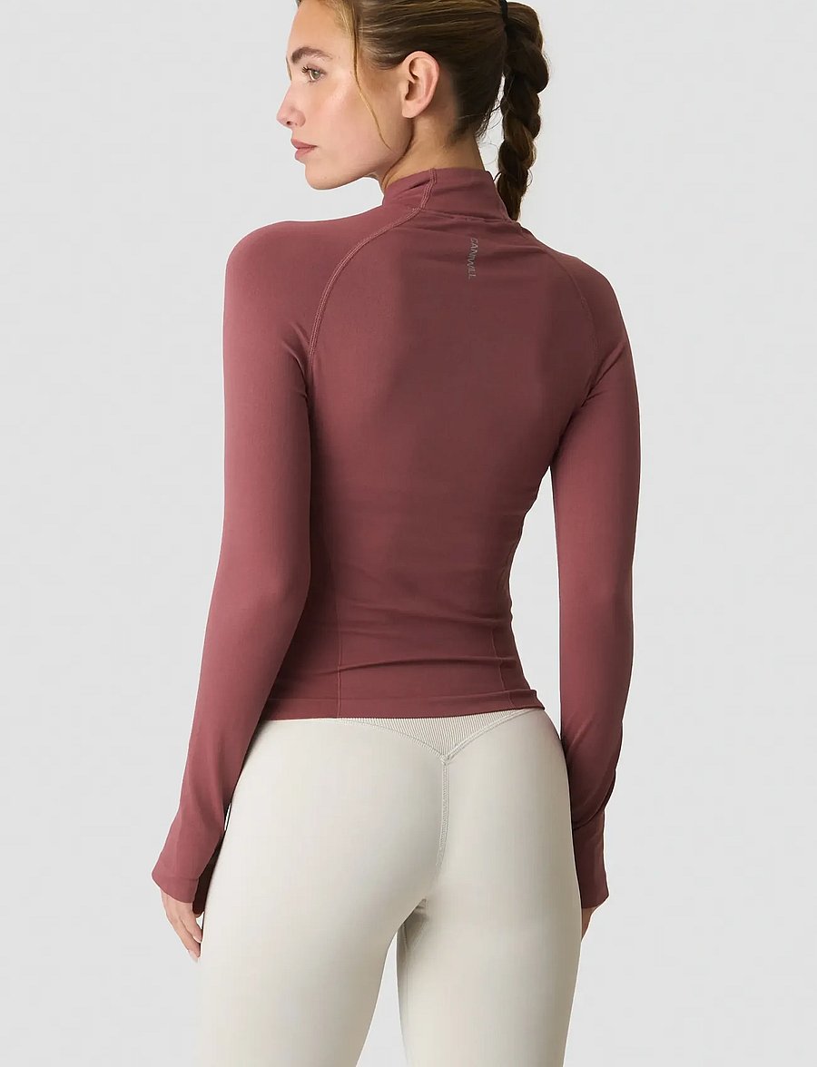 ICANIWILL - Define Seamless Invisible 1/2 Zip LS W - alussärgid - calm red - 3