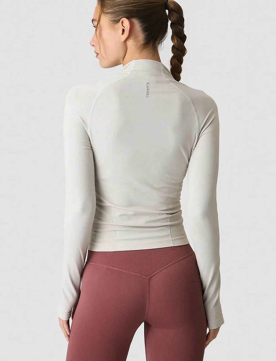 ICANIWILL - Define Seamless Invisible 1/2 Zip LS W - viršutinės dalies drabužiai - light dusty beige - 3
