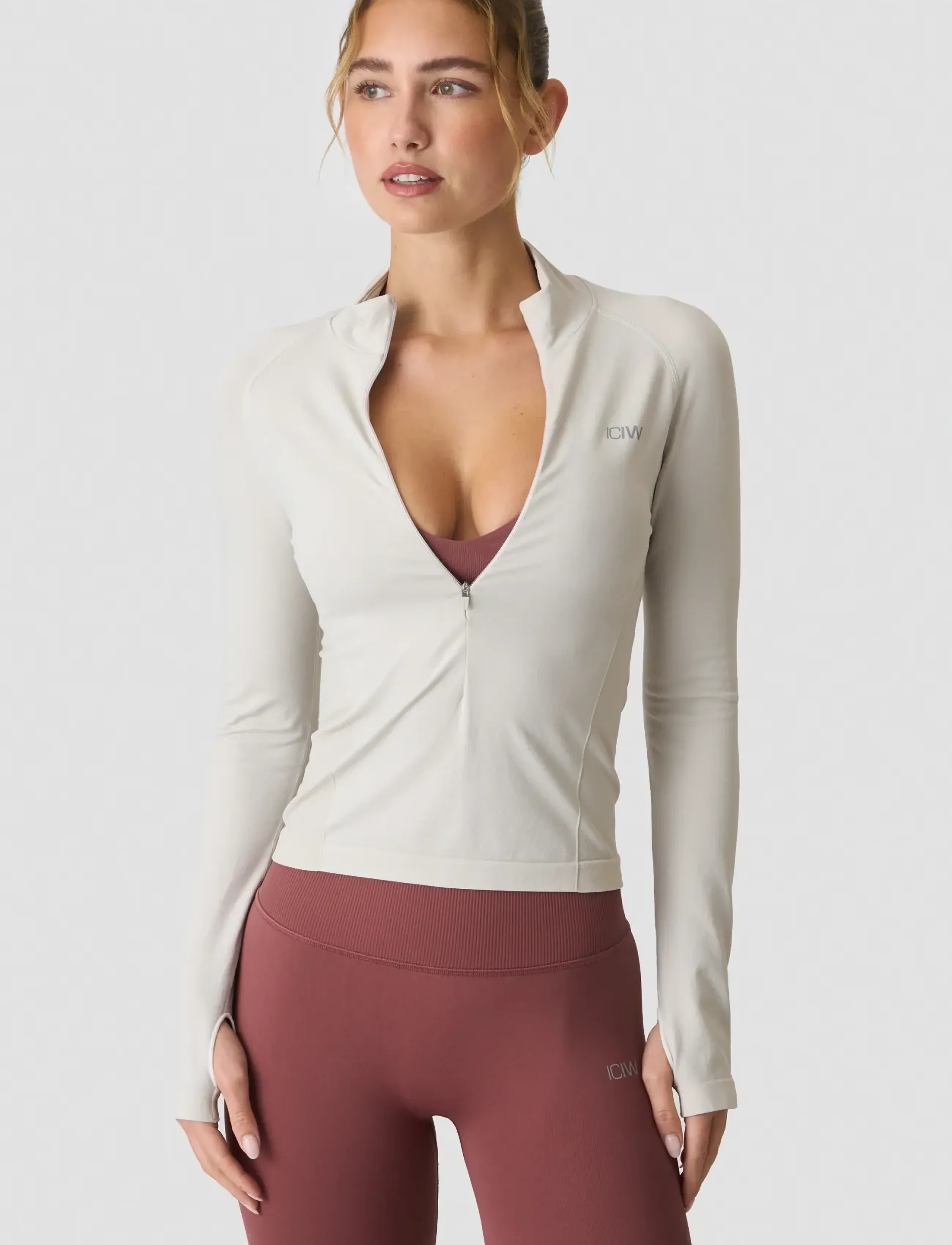 ICANIWILL - Define Seamless Invisible 1/2 Zip LS W - Överdelar - light dusty beige - 4