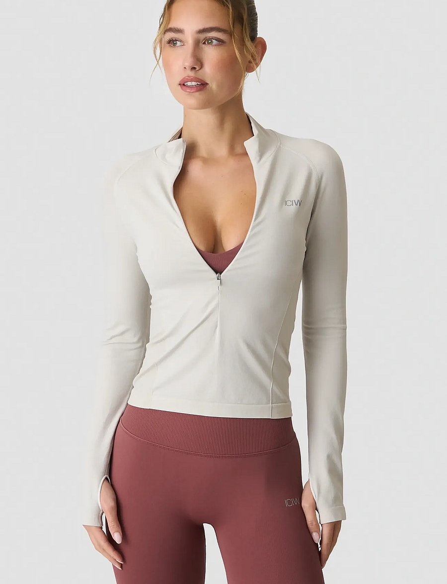ICANIWILL - Define Seamless Invisible 1/2 Zip LS W - viršutinės dalies drabužiai - light dusty beige - 4