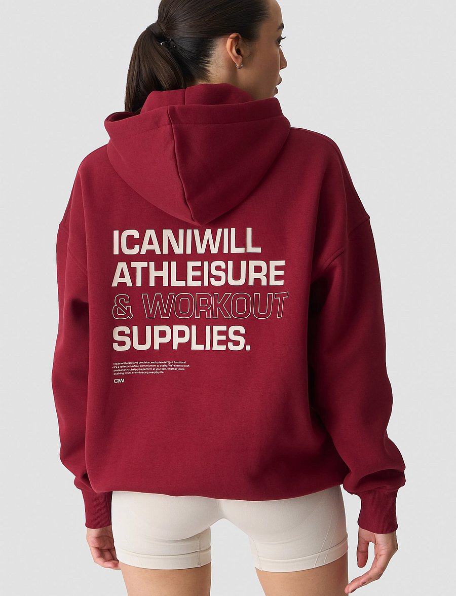 ICANIWILL - Everyday Relaxed Hoodie Print W - sweatshirts - dark mahogany - 0