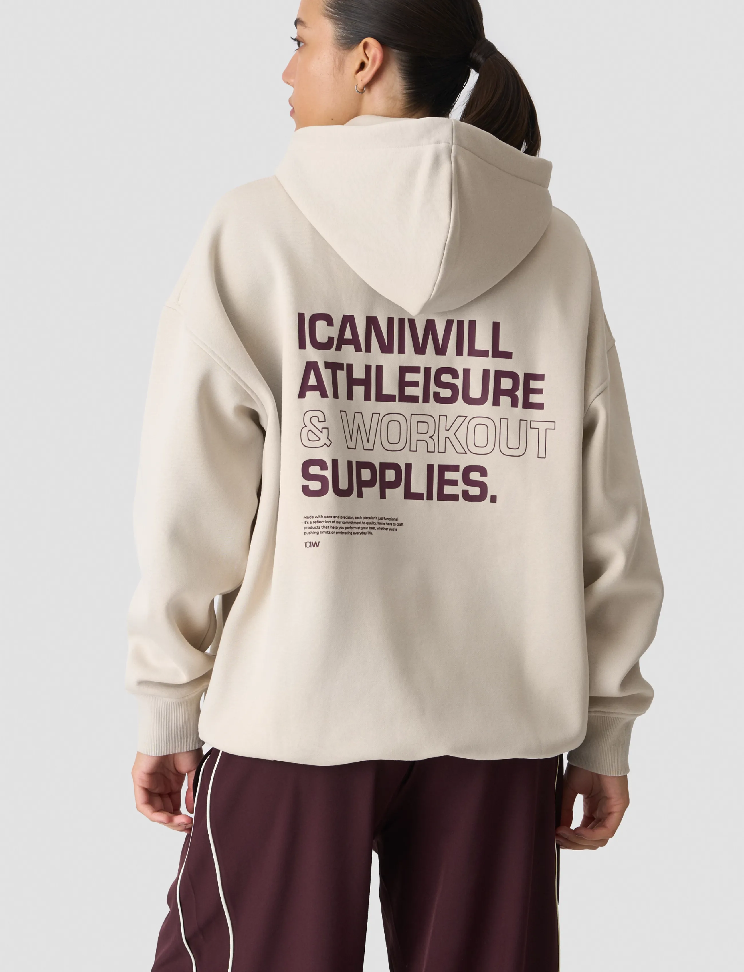 ICANIWILL - Everyday Relaxed Hoodie Print W - kapuutsiga dressipluusid - light beige - 3